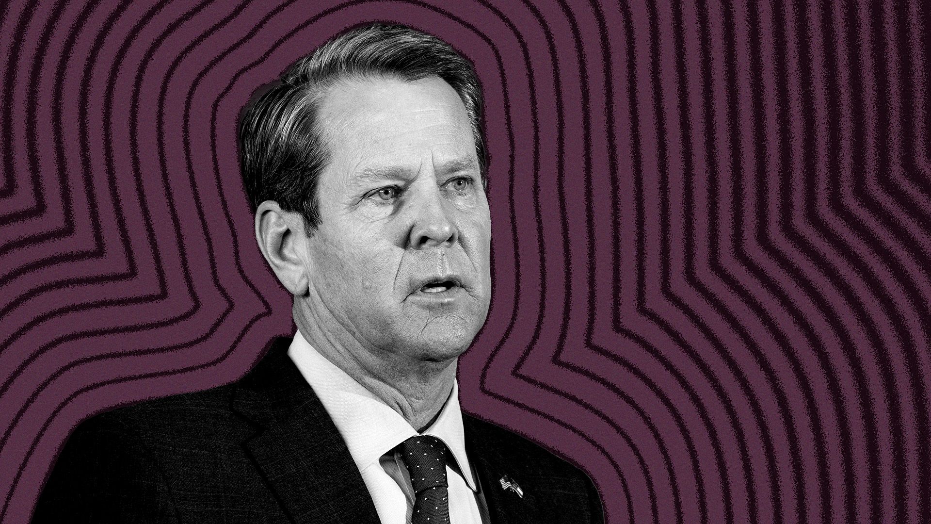 Photo illustration of Georgia Governor Brian Kemp with lines radiating from him.
