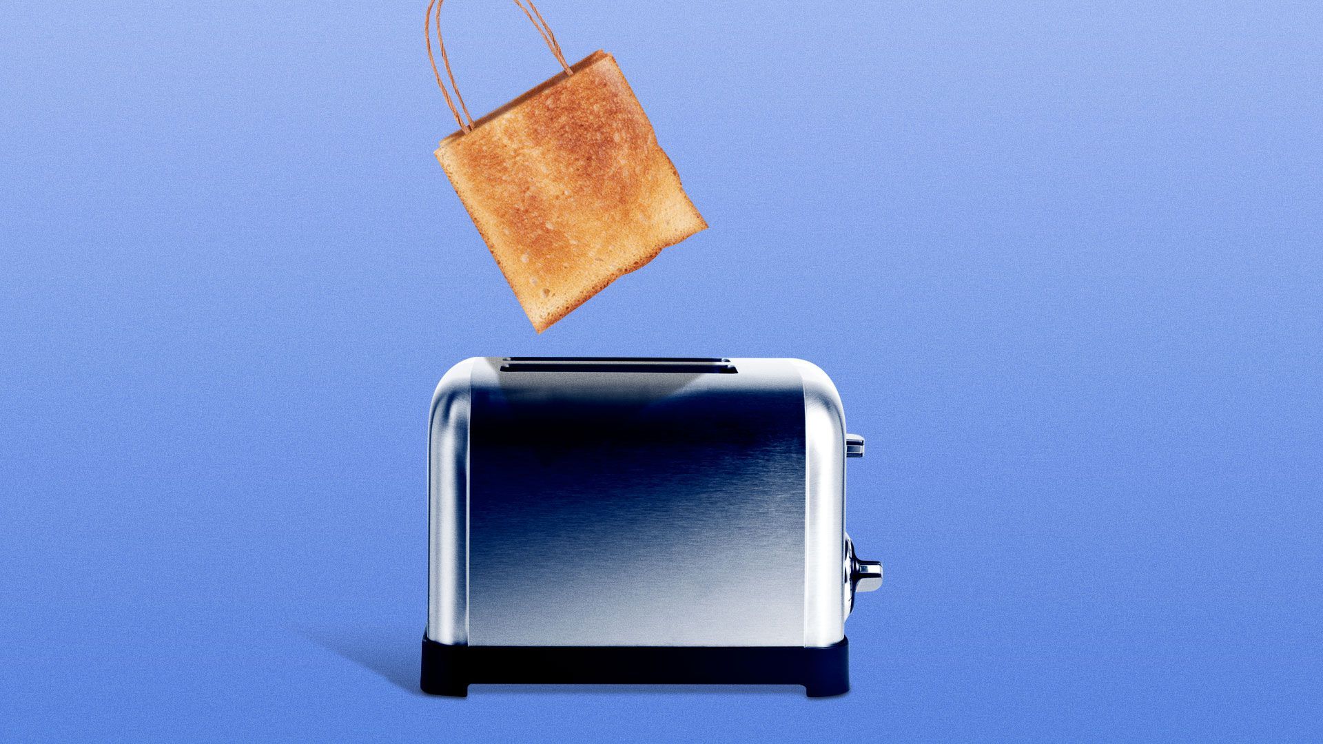 Illustration of toaster with shopping bag toast popping out