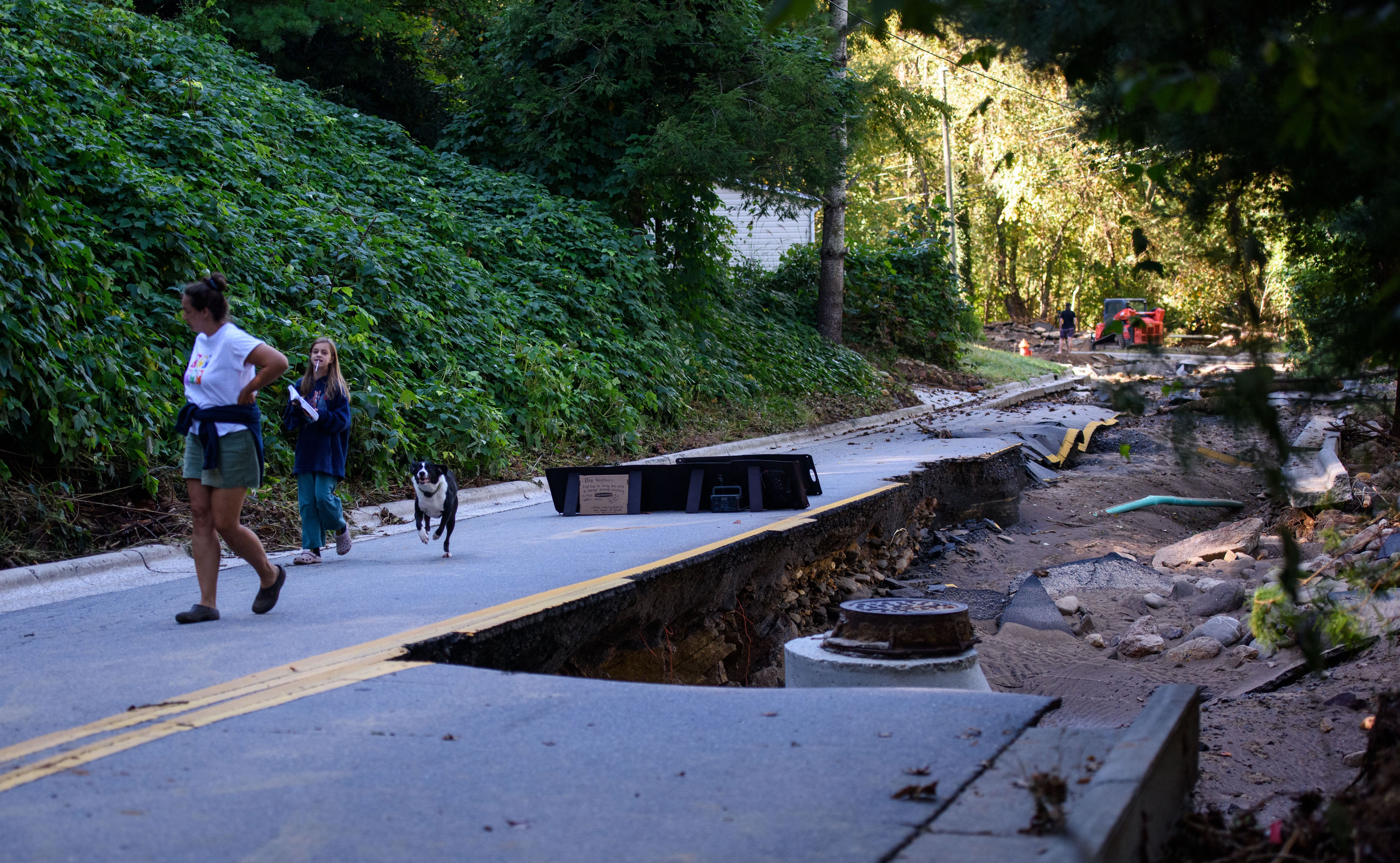 family walking in Black Mountain North Carolina