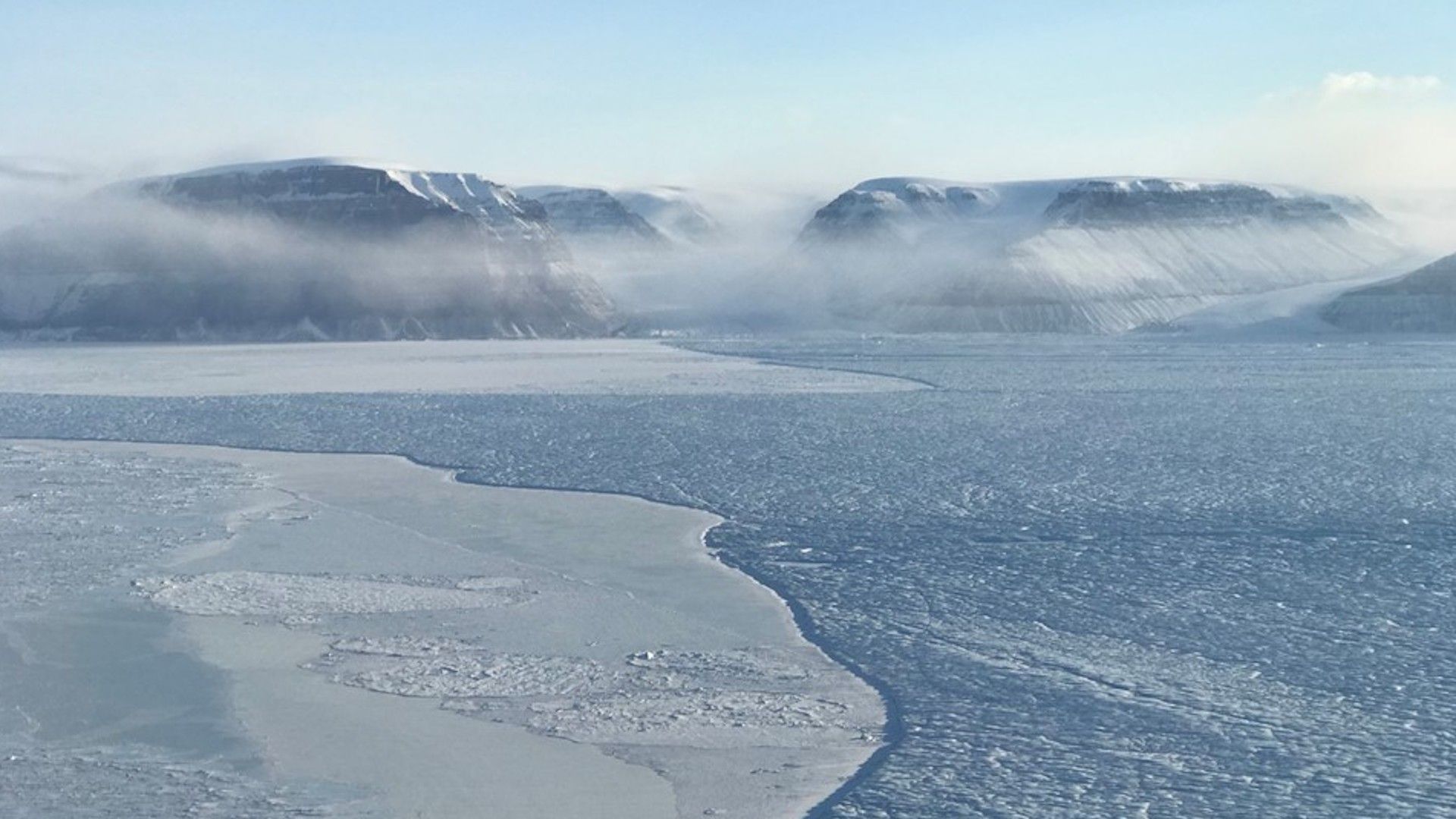 The calving front of Petermann Glacier in Greenland