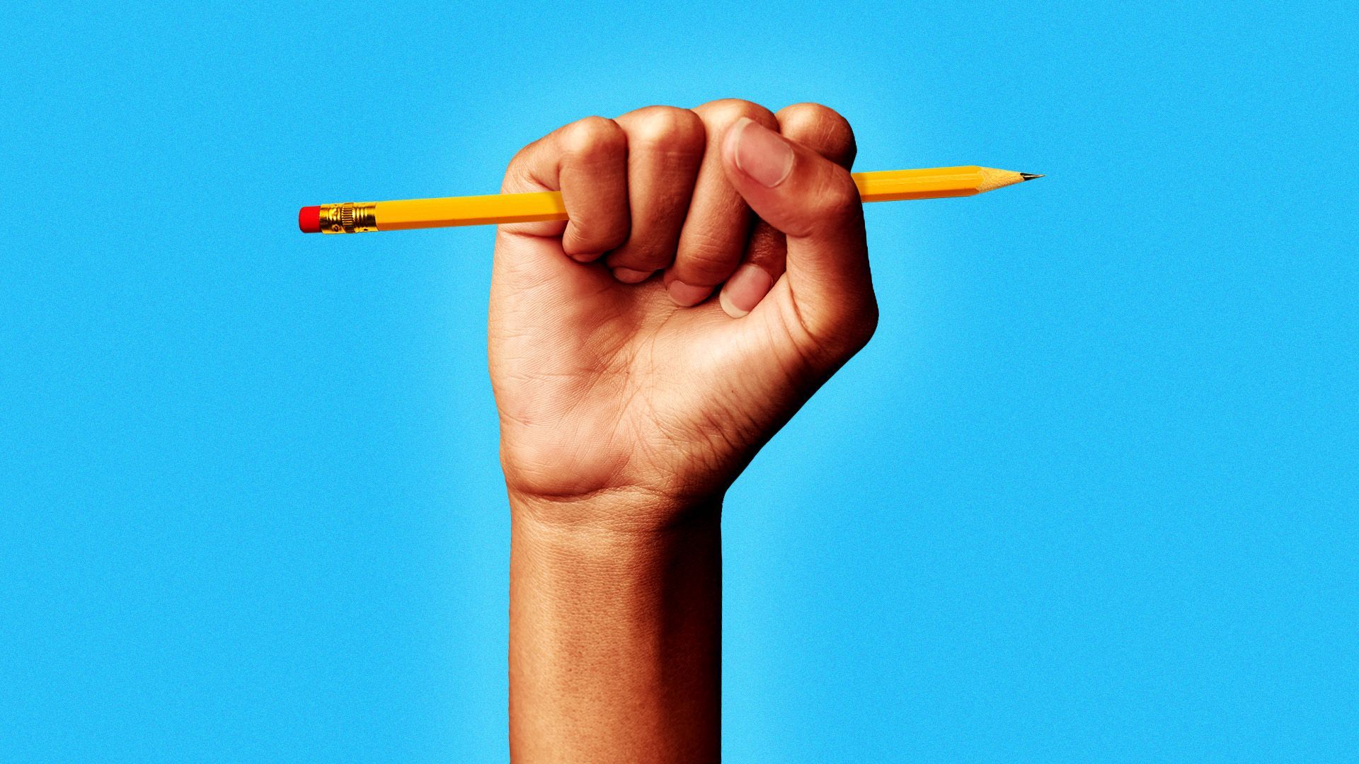 Illustration of a fist holding a pencil.
