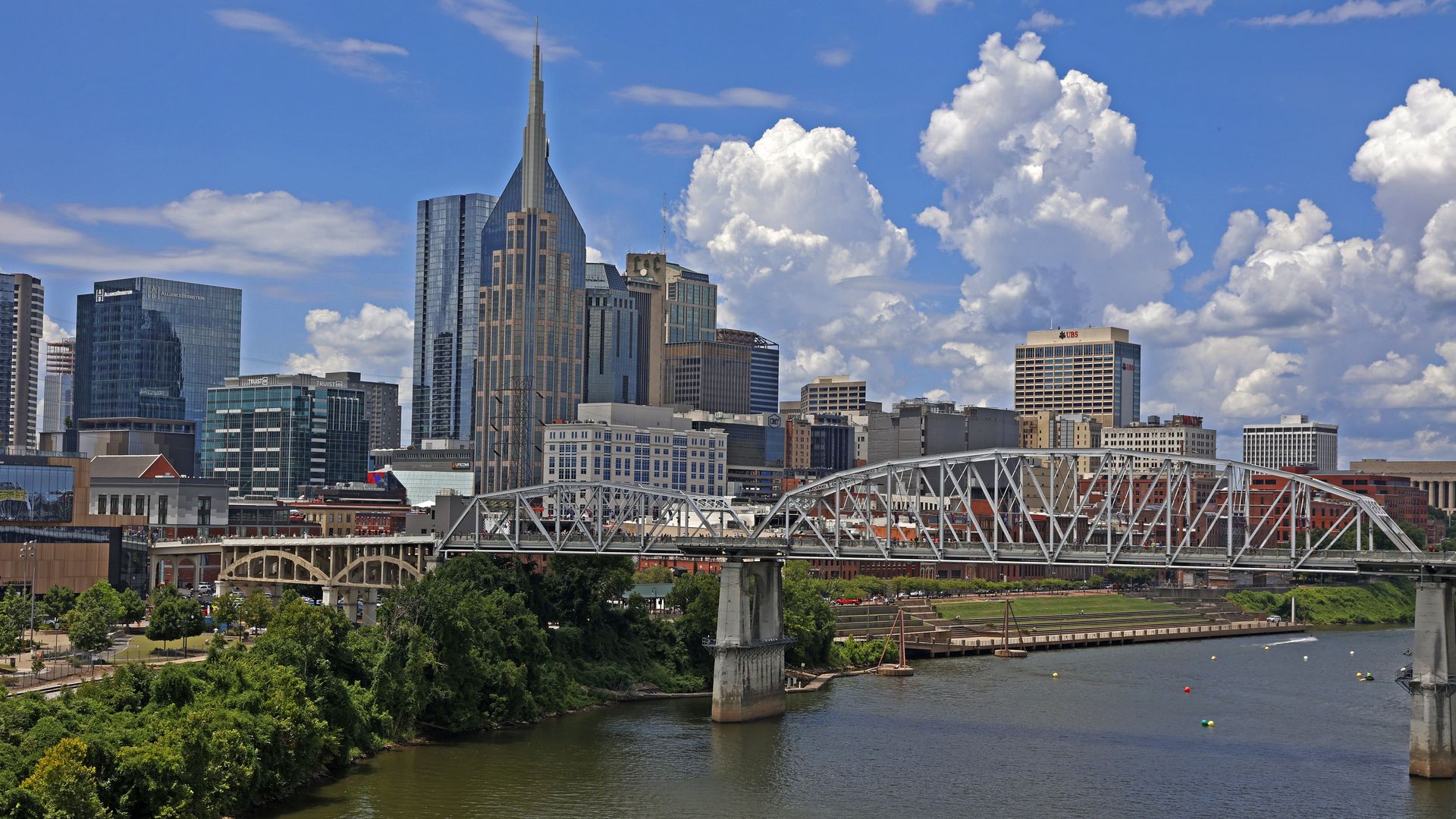 A wide angle generic view of the Nashville downtown skyline as seen during practice for the Big Machine Music City Grand Prix on August 6, 2022, on the streets of Nashville