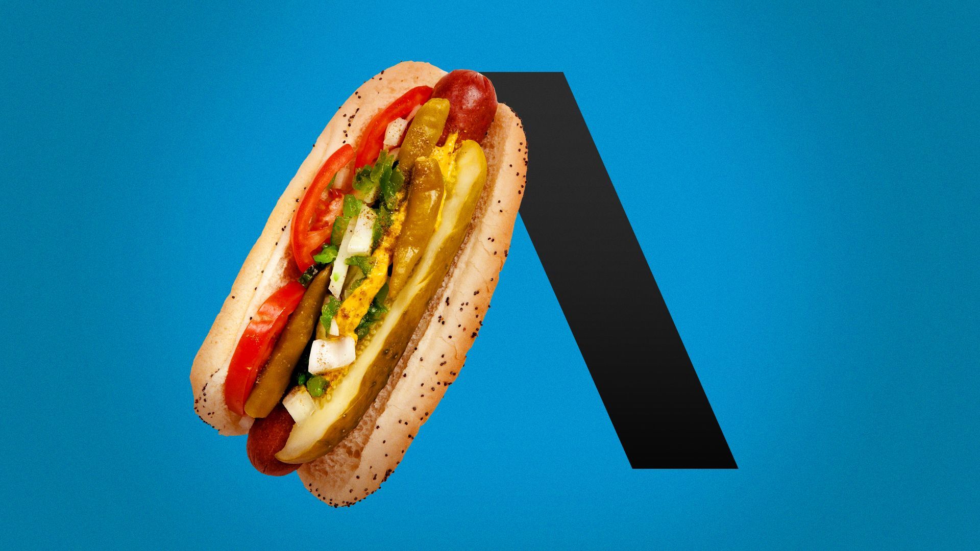 Illustration of the Axios "A" with a Chicago hotdog making up part of the letter.
