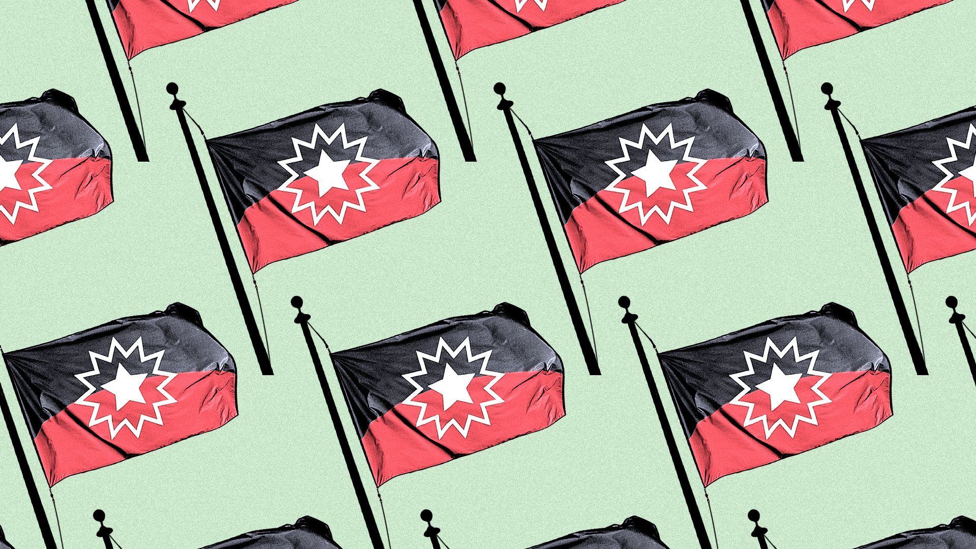 Photo illustration of a pattern of Juneteenth flags. 