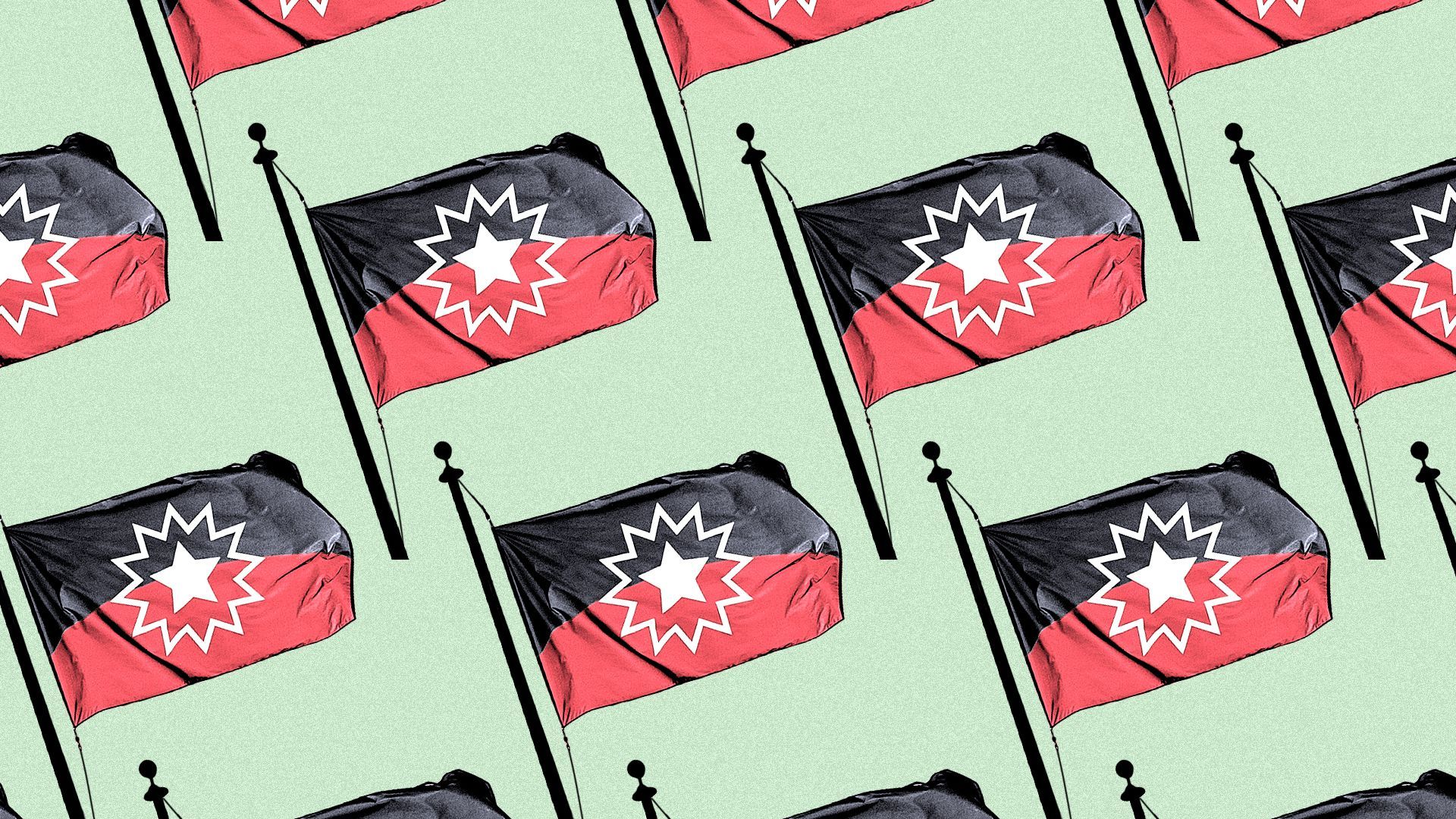 Photo illustration of a pattern of Juneteenth flags.