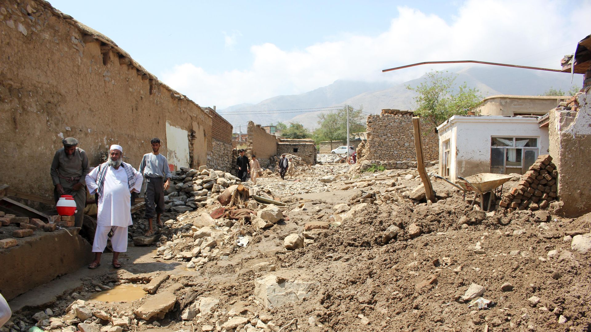 Damaged houses in Parwan Province on August 27.