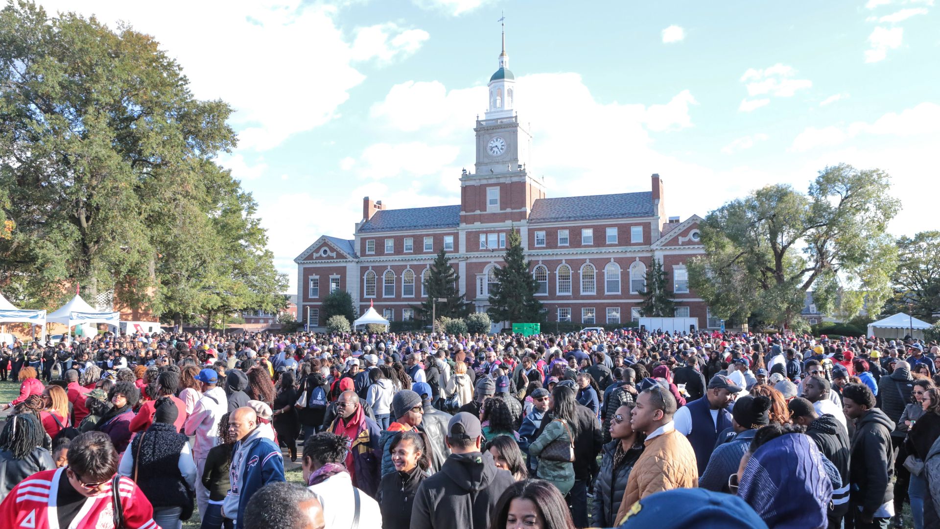 Large crowd at Howard University's The Yard for homecoming celebrations