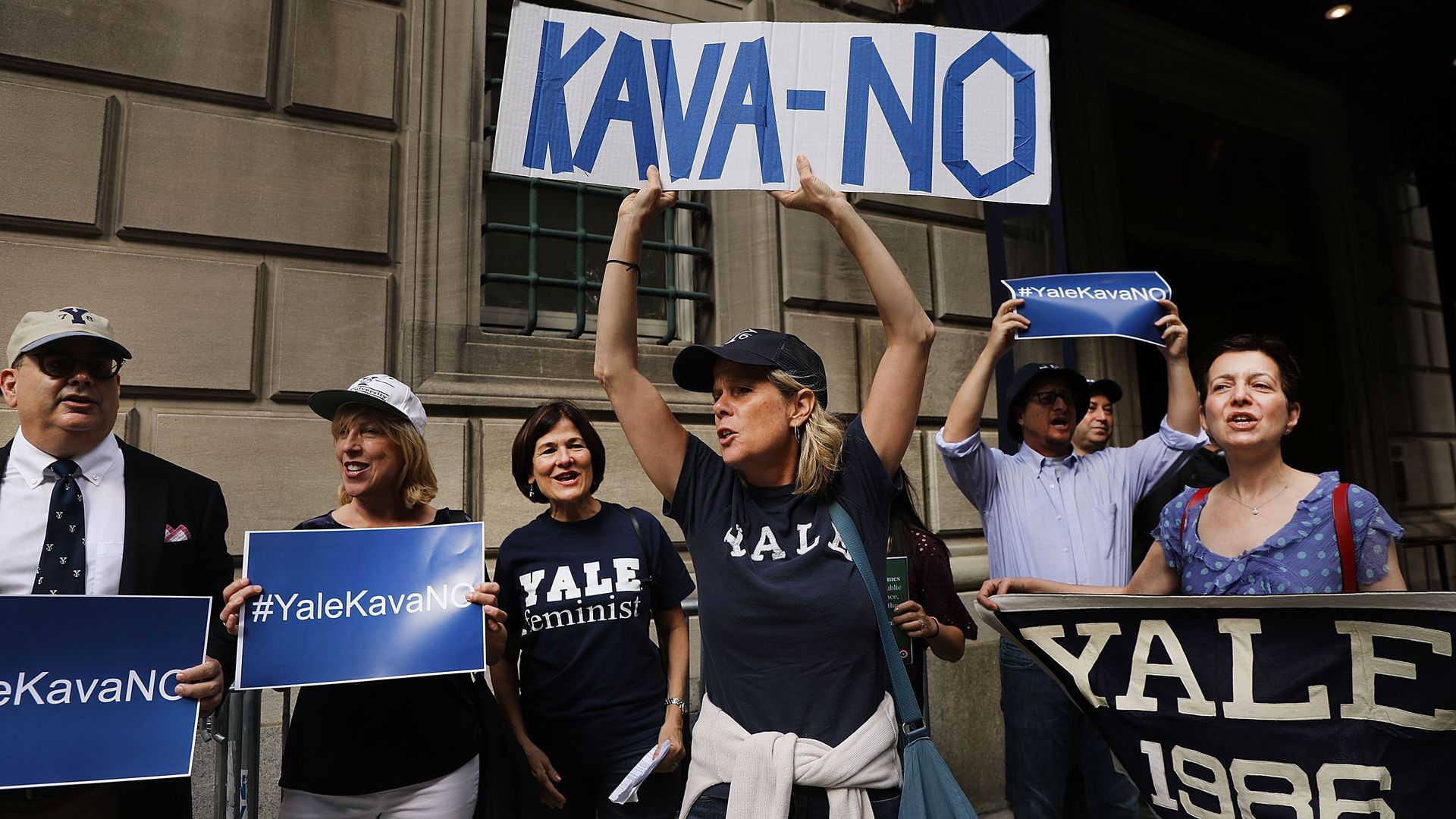 Women from Yale protesting Brett Kavanaugh nomination.