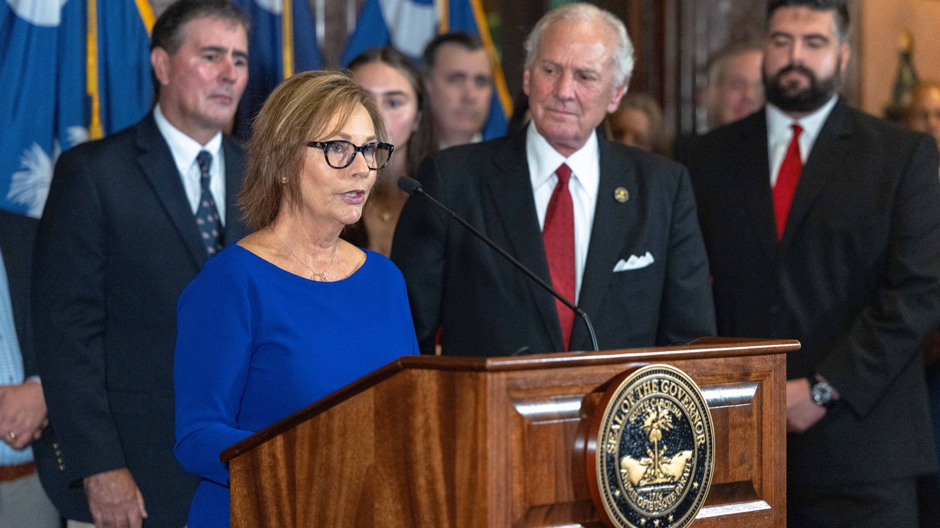Darline Graham Nordone speaks during a press conference on July 13, 2026.