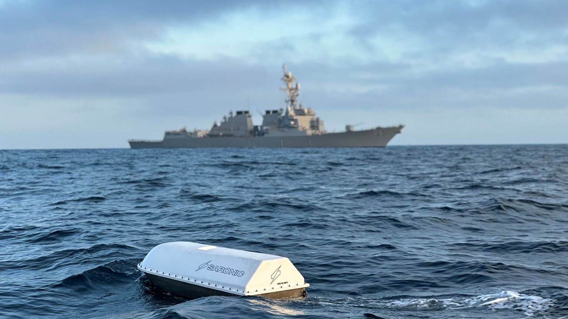 A prototype Saronic Spyglass vessel undertakes a mission in its first open water exercise with the US Navy, in the Pacific earlier this year.
