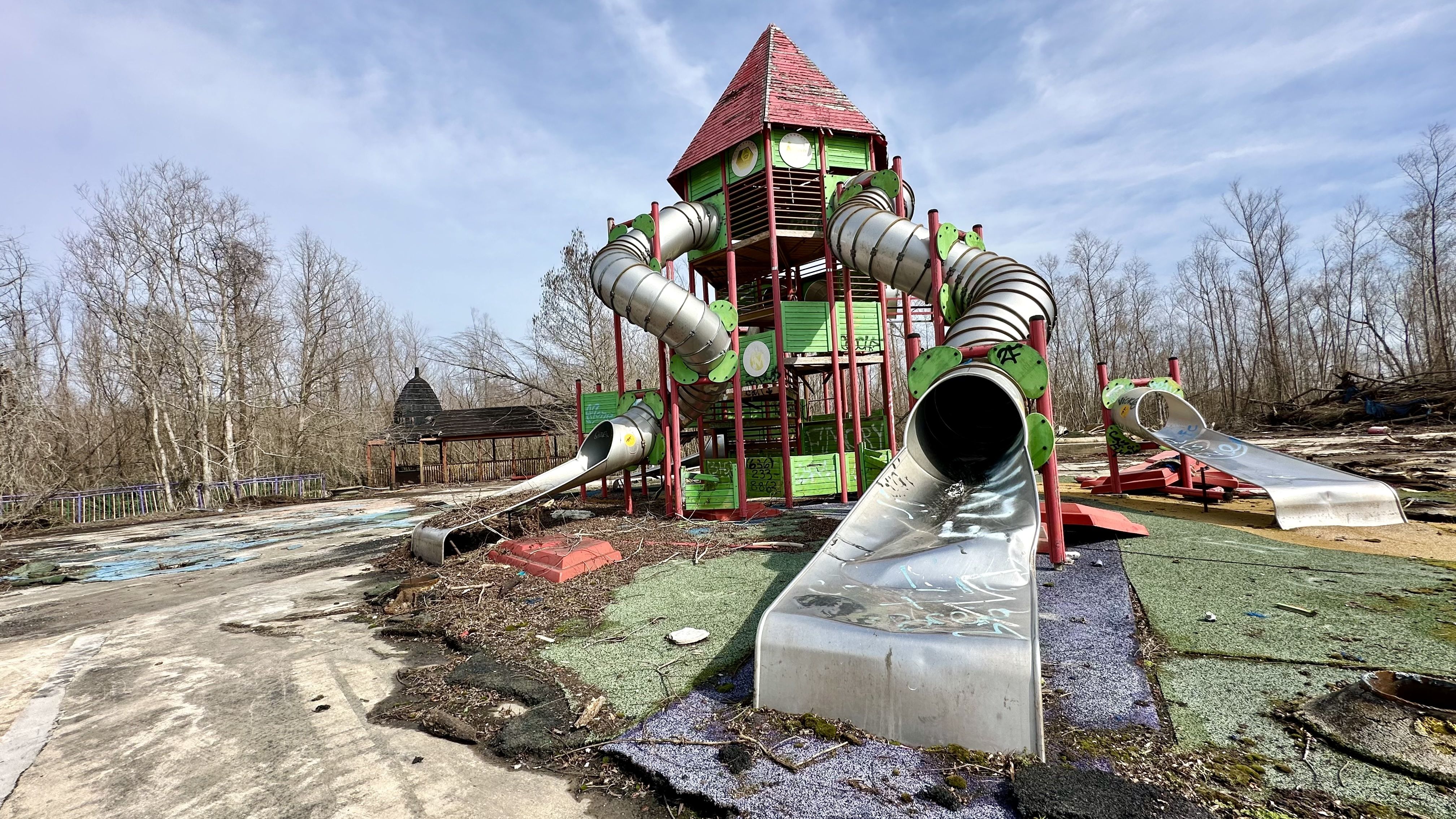 Photo shows an old slide.