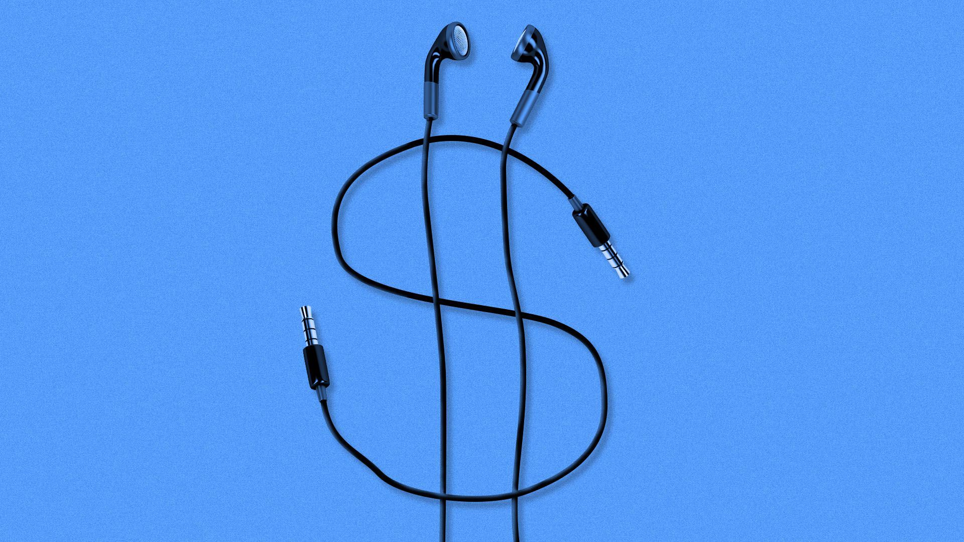 Illustration of headphones in the shape of money