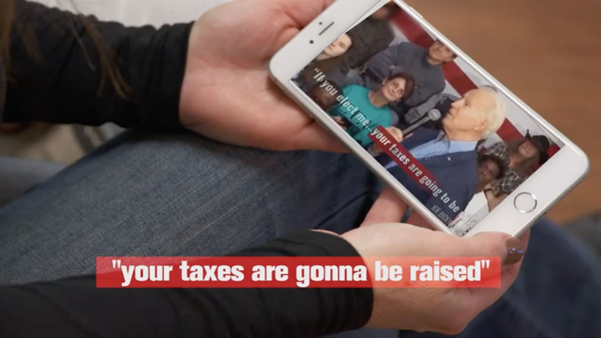 Screengrab of an ad showing Joe Biden saying "your taxes are gonna be raised"