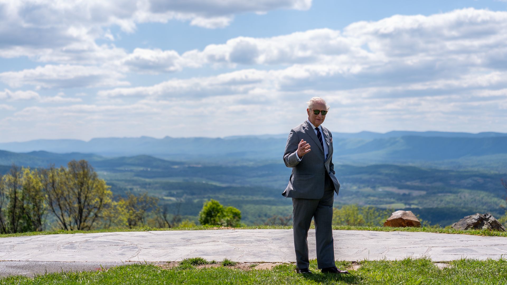Britain's King Charles III overlooks Shenandoah National Park, on the final day of the state visit. 