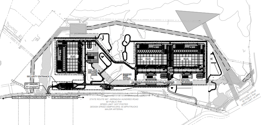 site plans for google's data center that show 3 buildings 