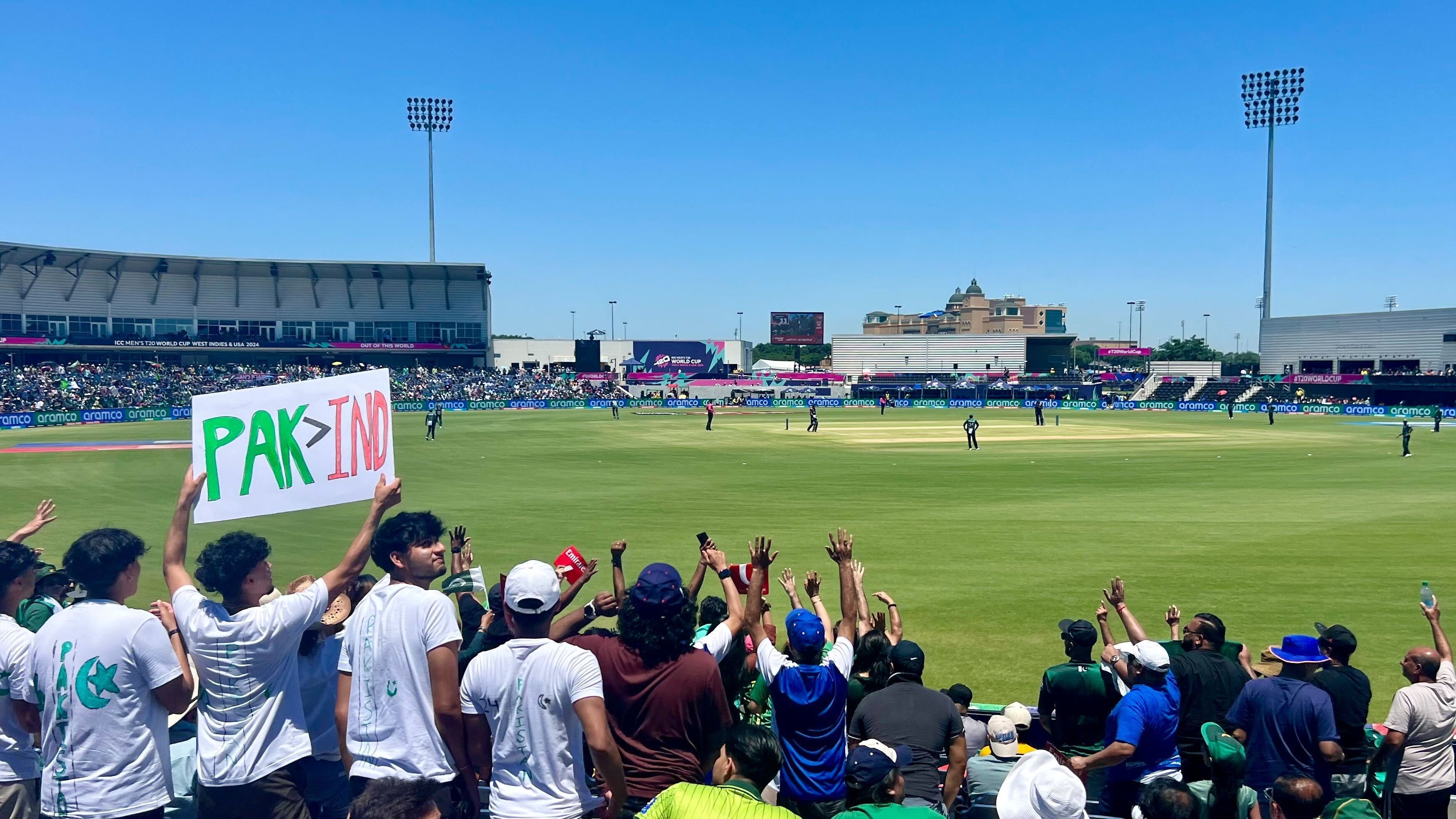 A view from the stands at Grand Prairie Stadium for the cricket World Cup