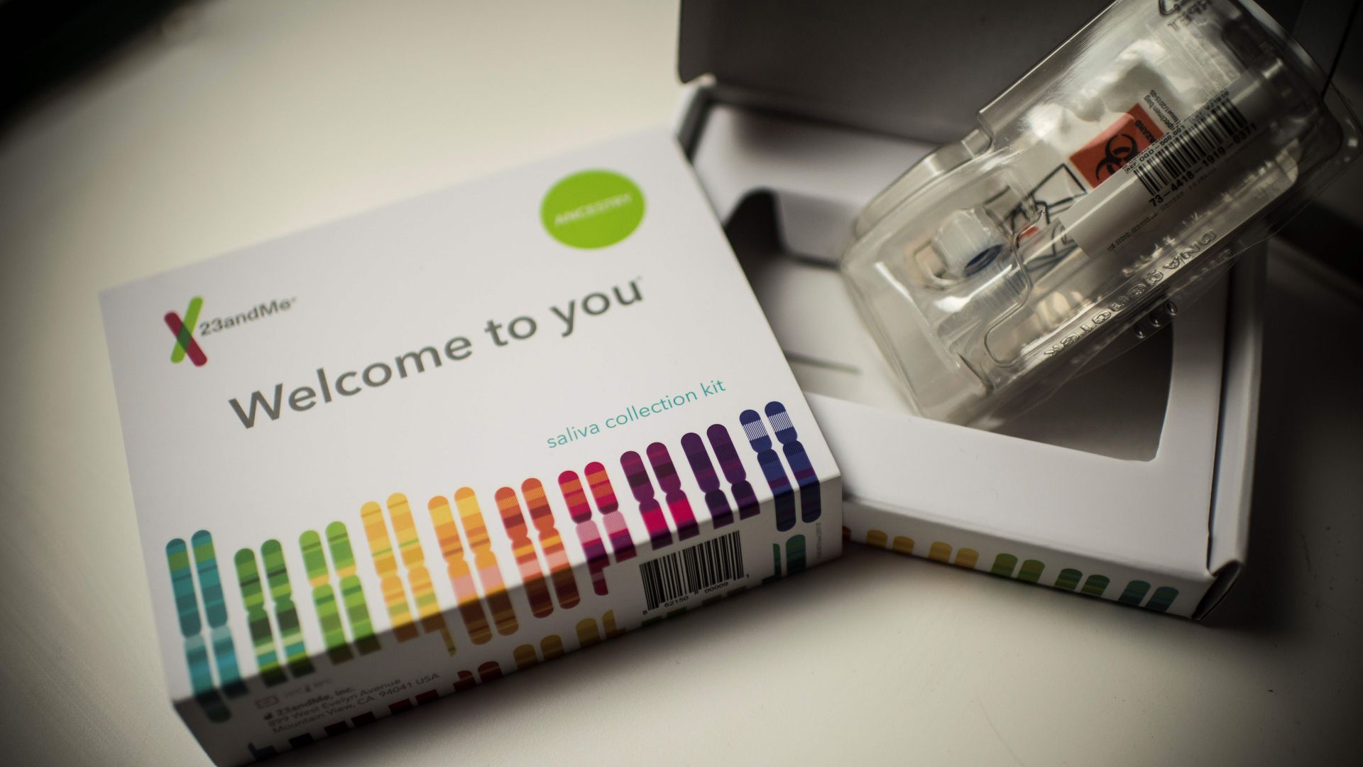 A 23andMe home testing kit