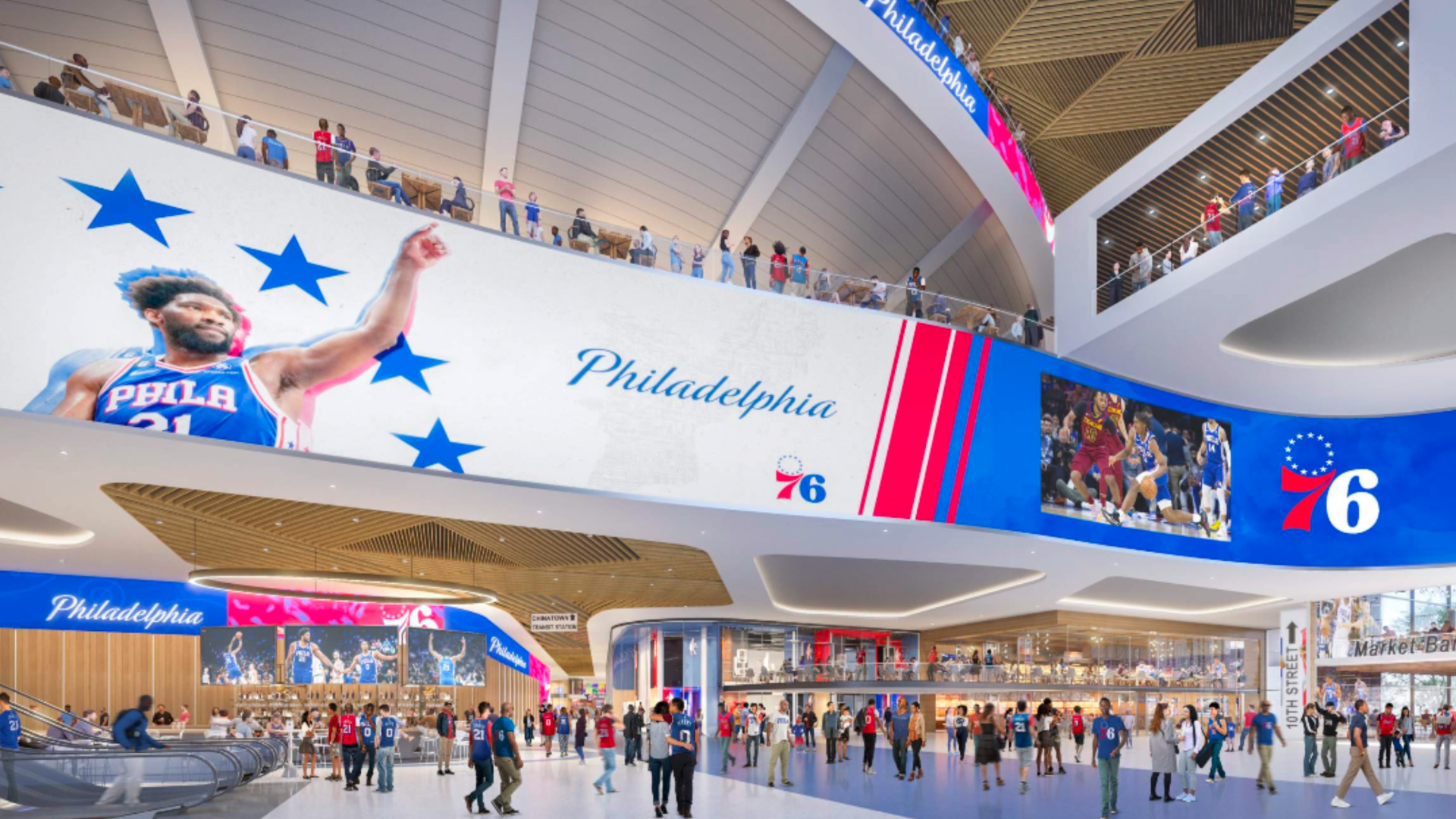 A rendering of the Sixers proposed arena for Philadelphia