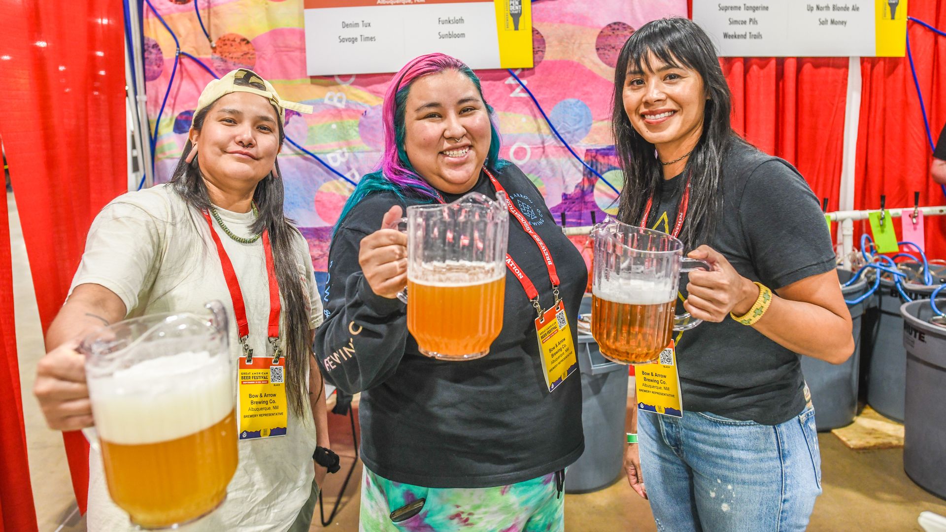  The team at Bow & Arrow Brewing pours at the 2023 Great American Beer Festival. Photo courtesy of the Brewers Association