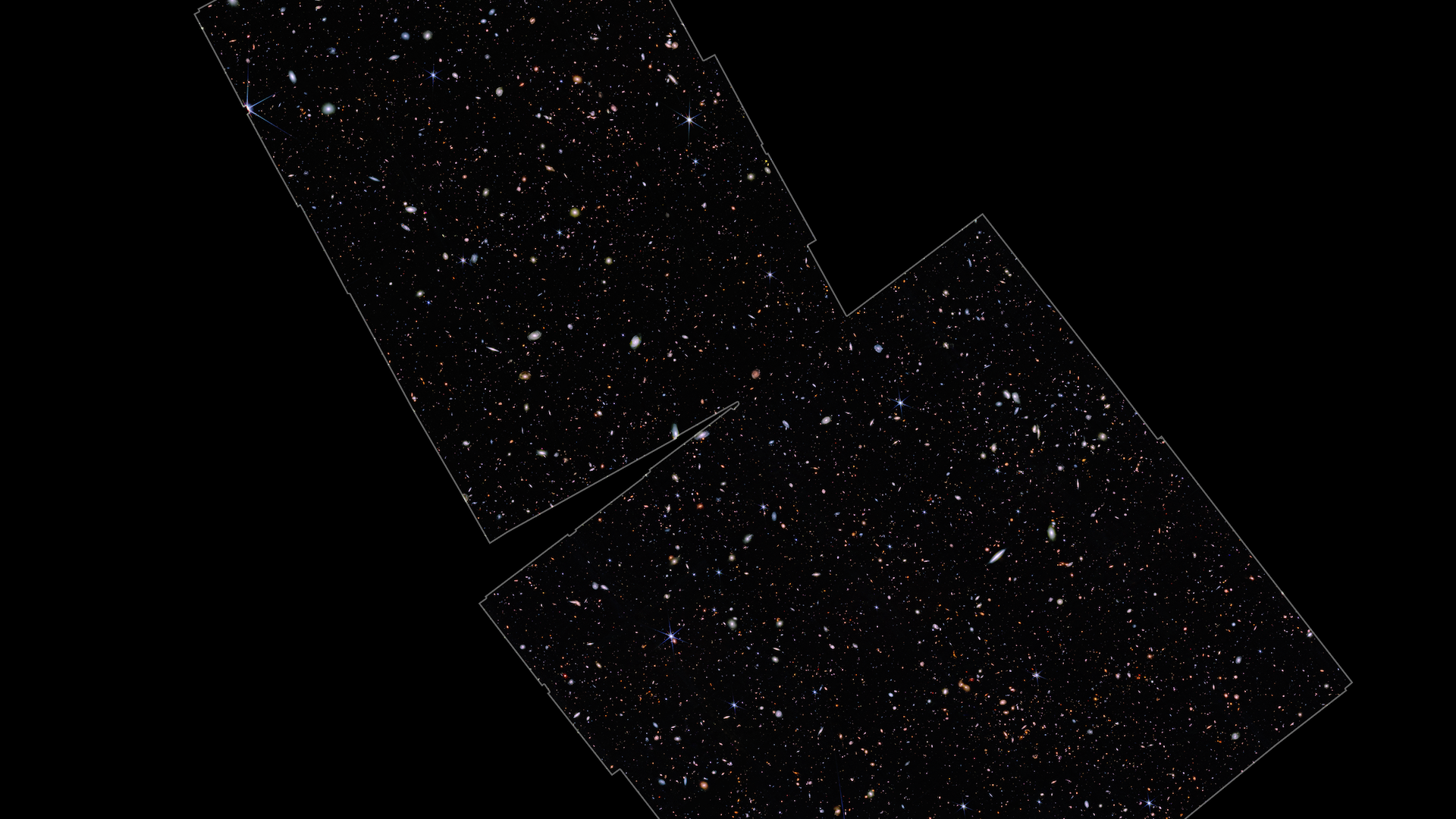 A survey of galaxies made by the JWST. Photo: NASA, ESA, CSA, M. Zamani (ESA/Webb)