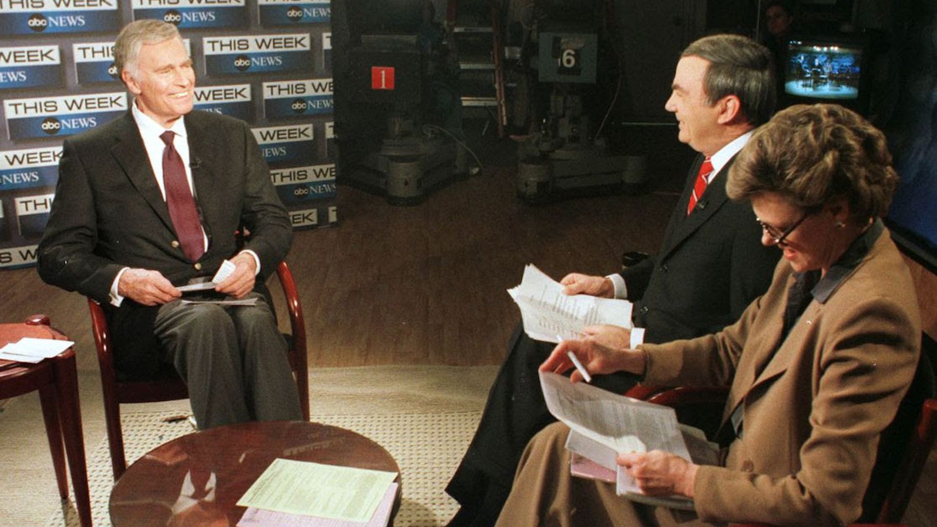 In 2000, then-NRA President Charlton Heston appears on ABC's "This Week with Sam Donaldson and Cokie Roberts." 