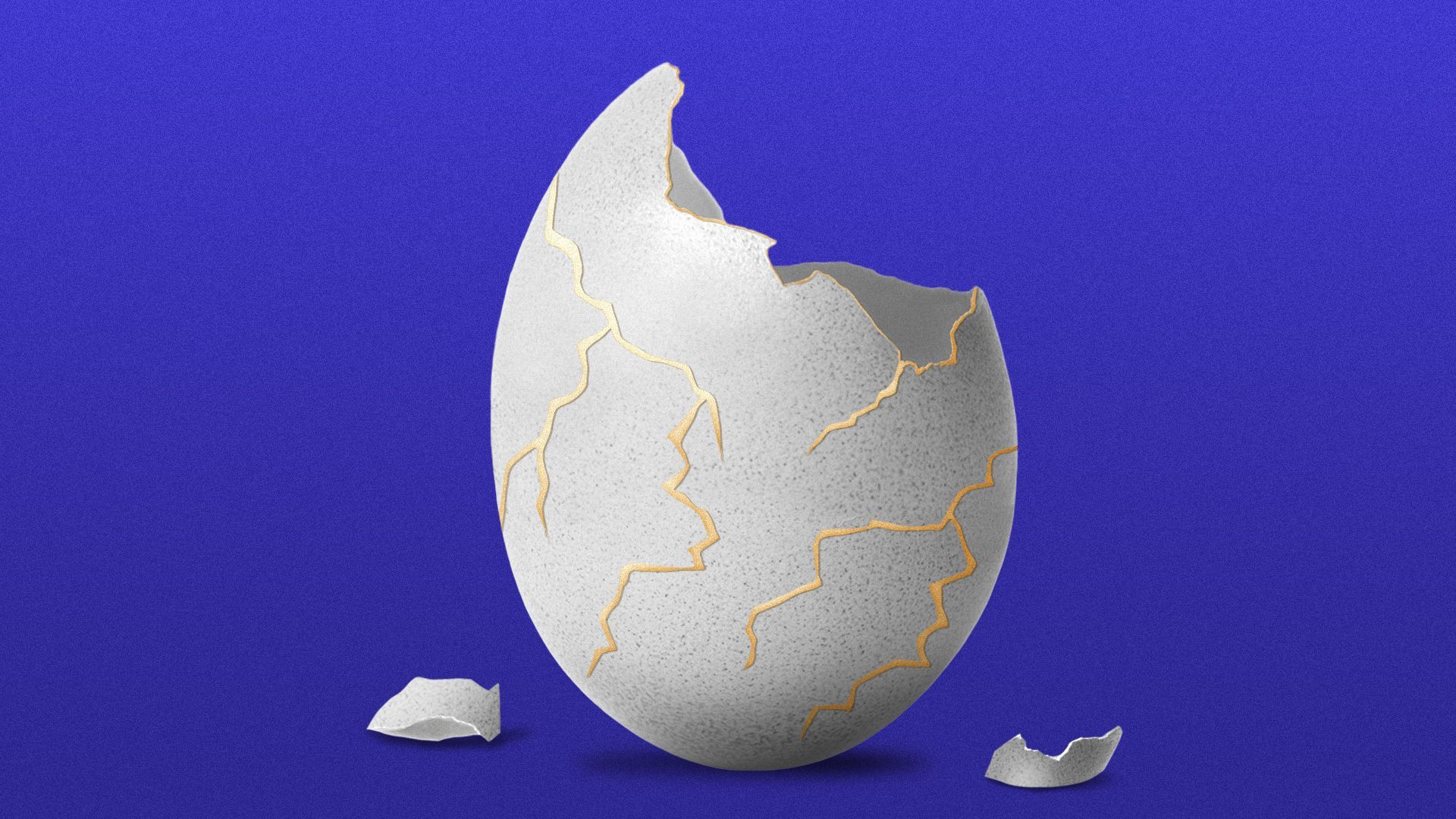 Illustration of a crack egg with gold along the cracks.