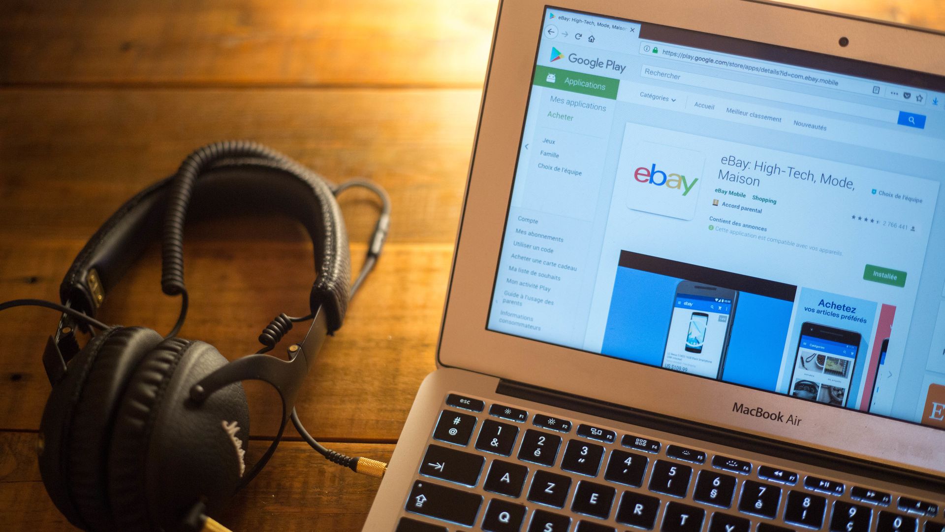 eBay app on a MacBook 