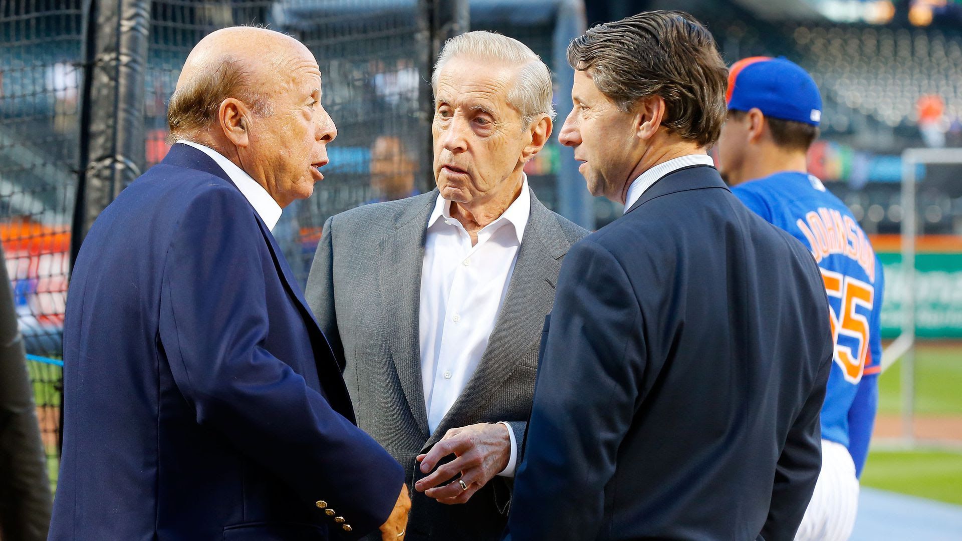 Mets president Saul Katz, majority owner Fred Wilpon and COO Jeff Wilpon