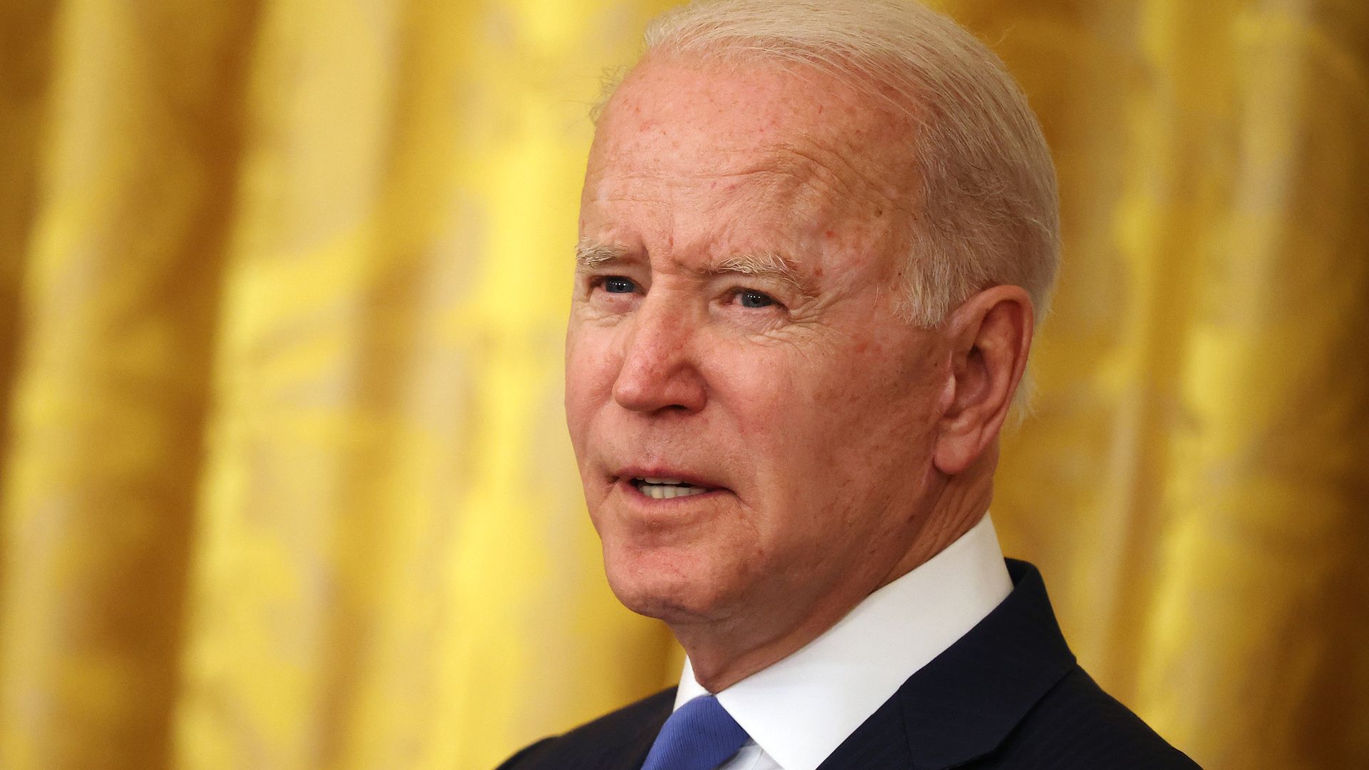  President Joe Biden delivers remarks during an event commemorating LGBTQ+ Pride Month in the East Room of the White House on June 25, 2021 in Washington, DC. 
