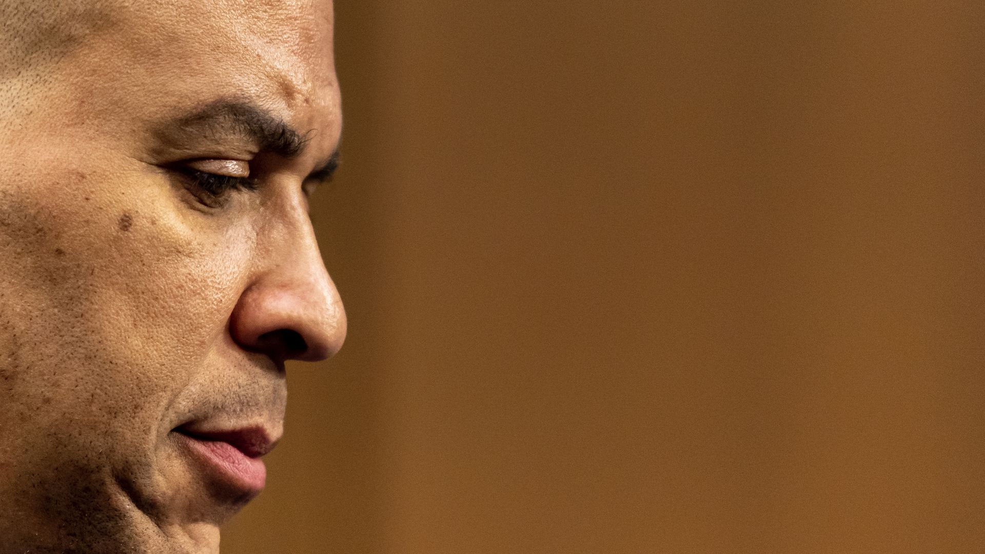 Sen. Cory Booker is seen in profile.