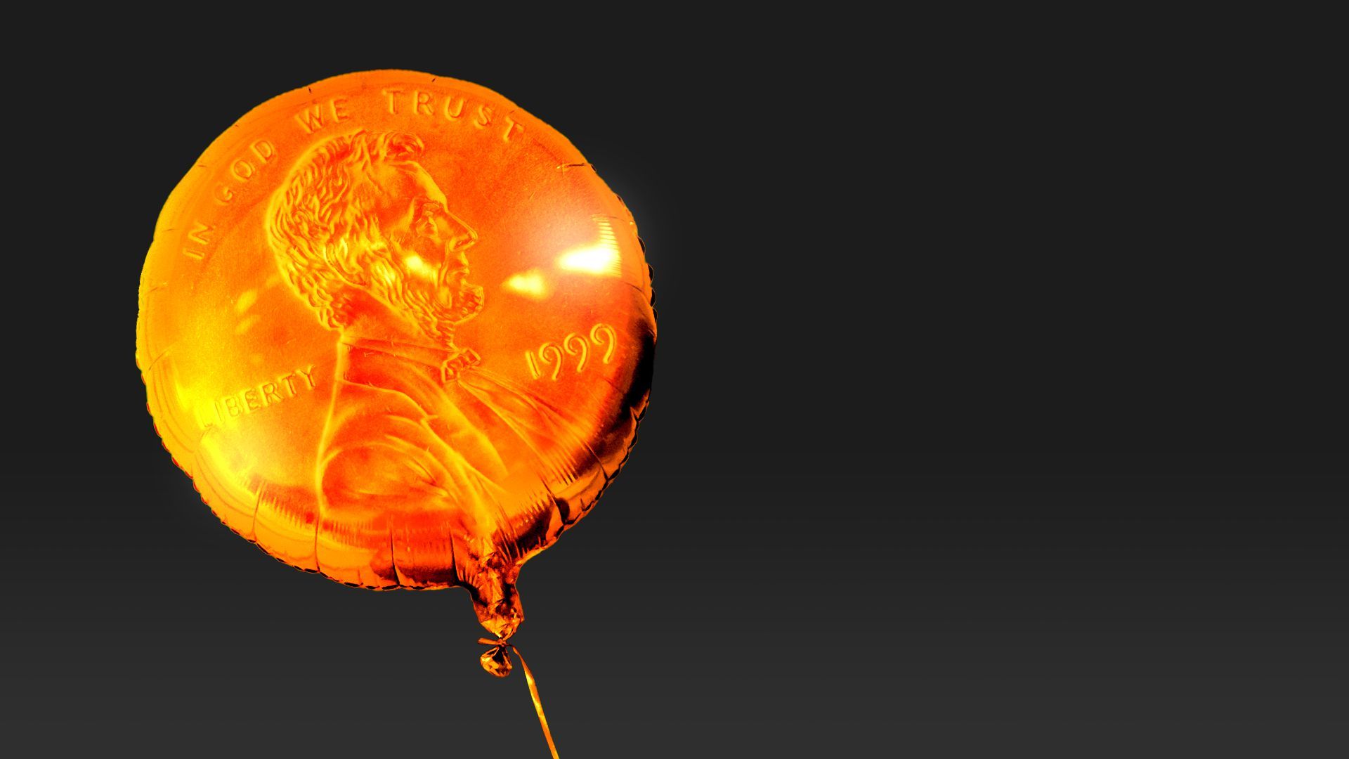 Illustration of an inflated ballon with a U.S. penny image