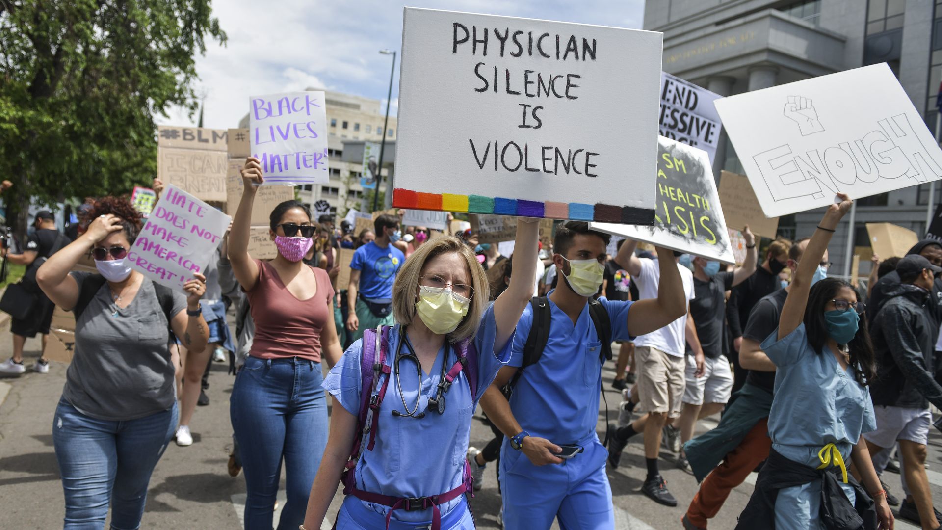 Phyiscians marching in  BLM protest