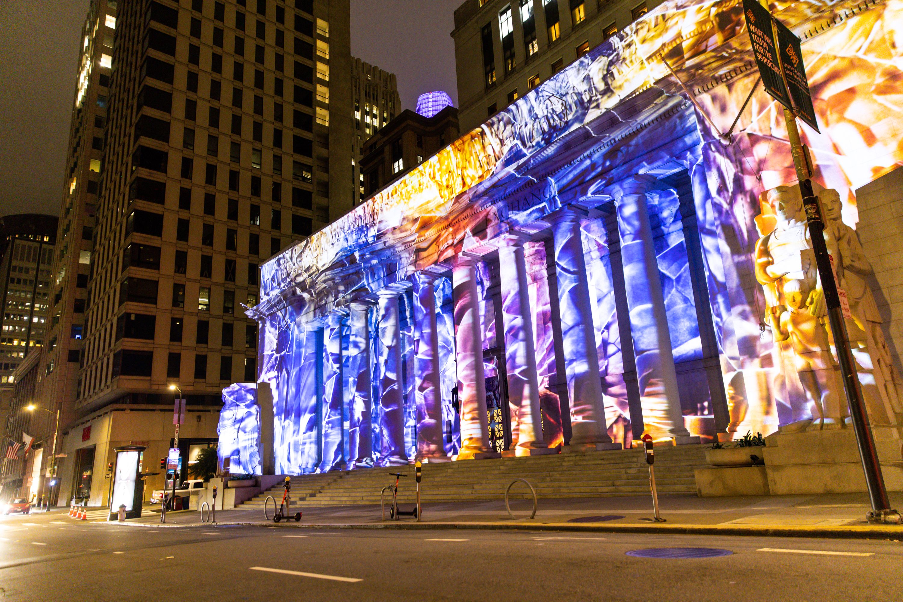 Lights outside the Pacific Stock Exchange