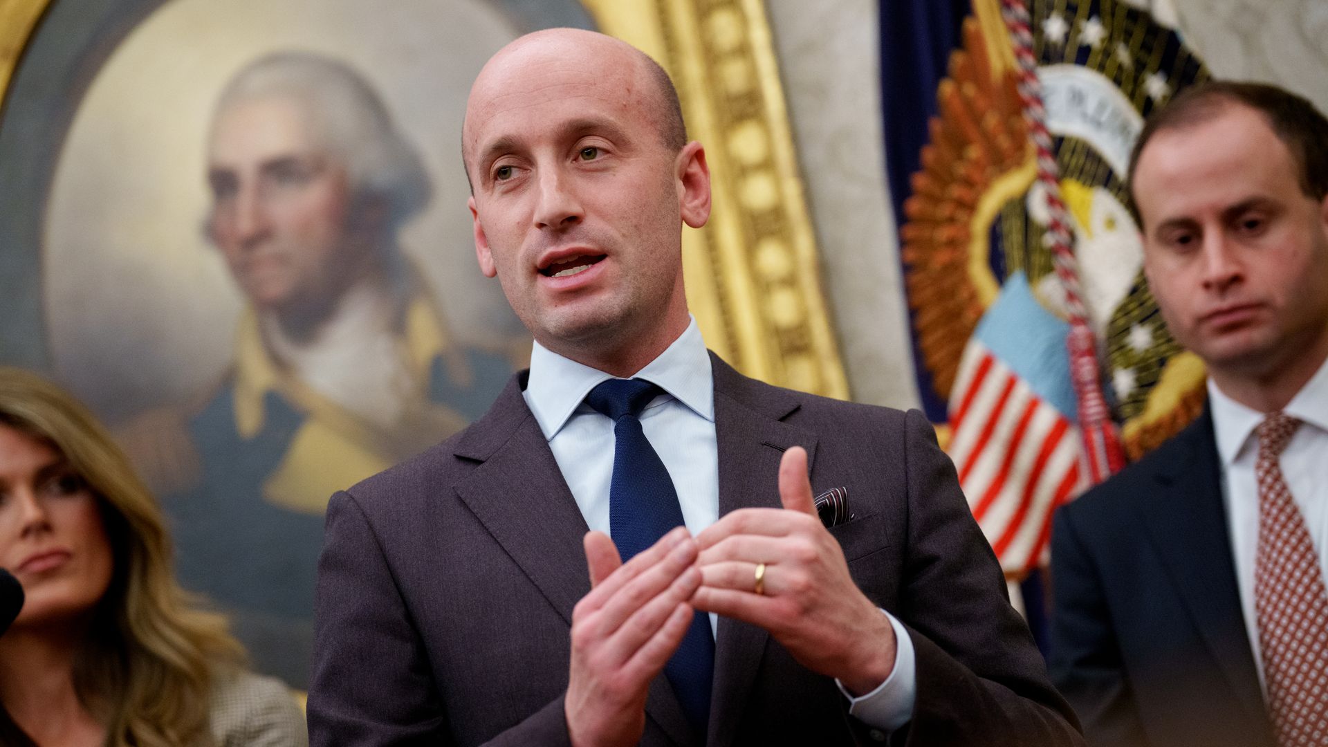 Stephen Miller in the Oval Office on Feb. 10