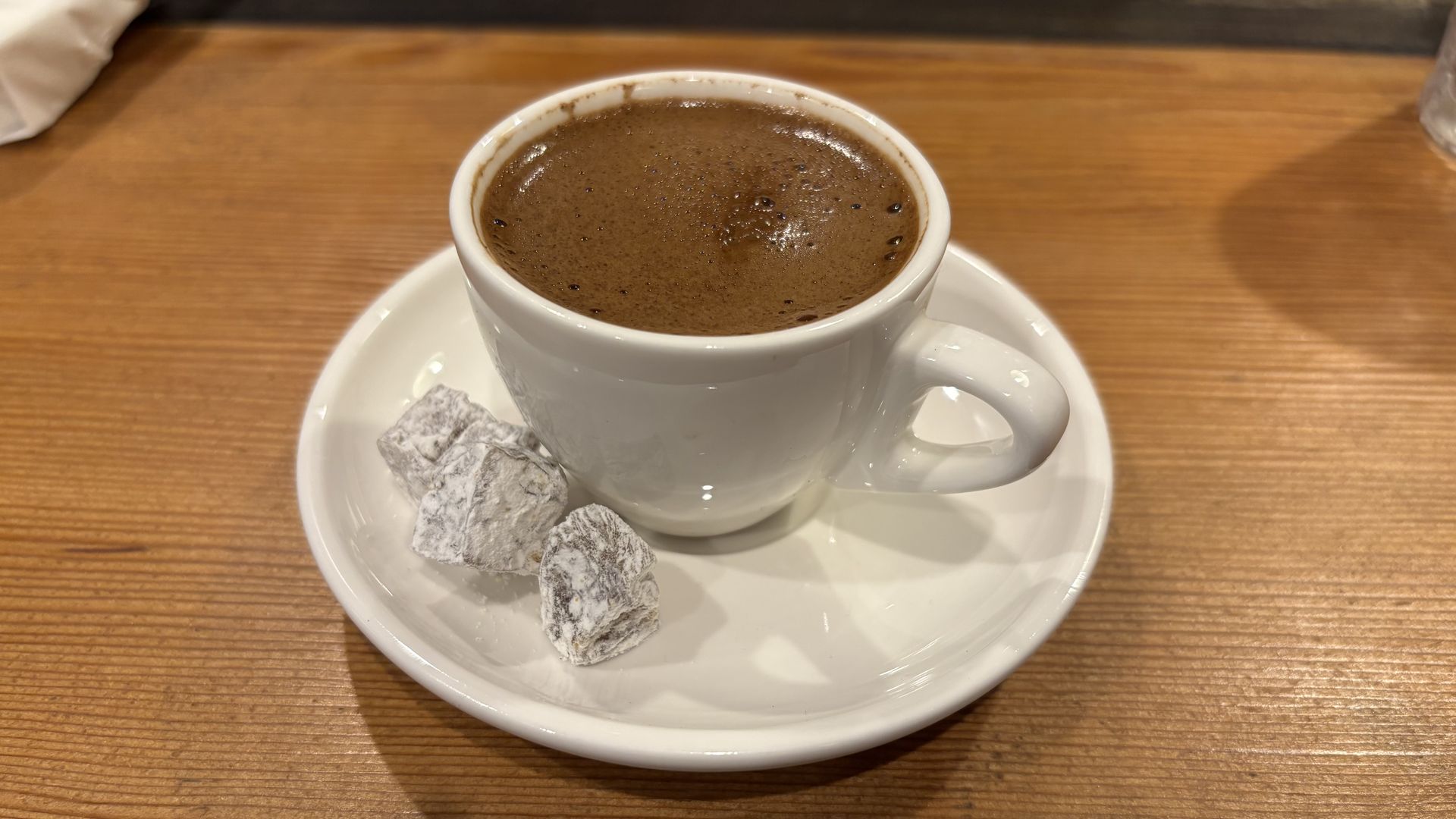 Turkish coffee served with Turkish delights at Geppetto Cafe in Pittsburgh