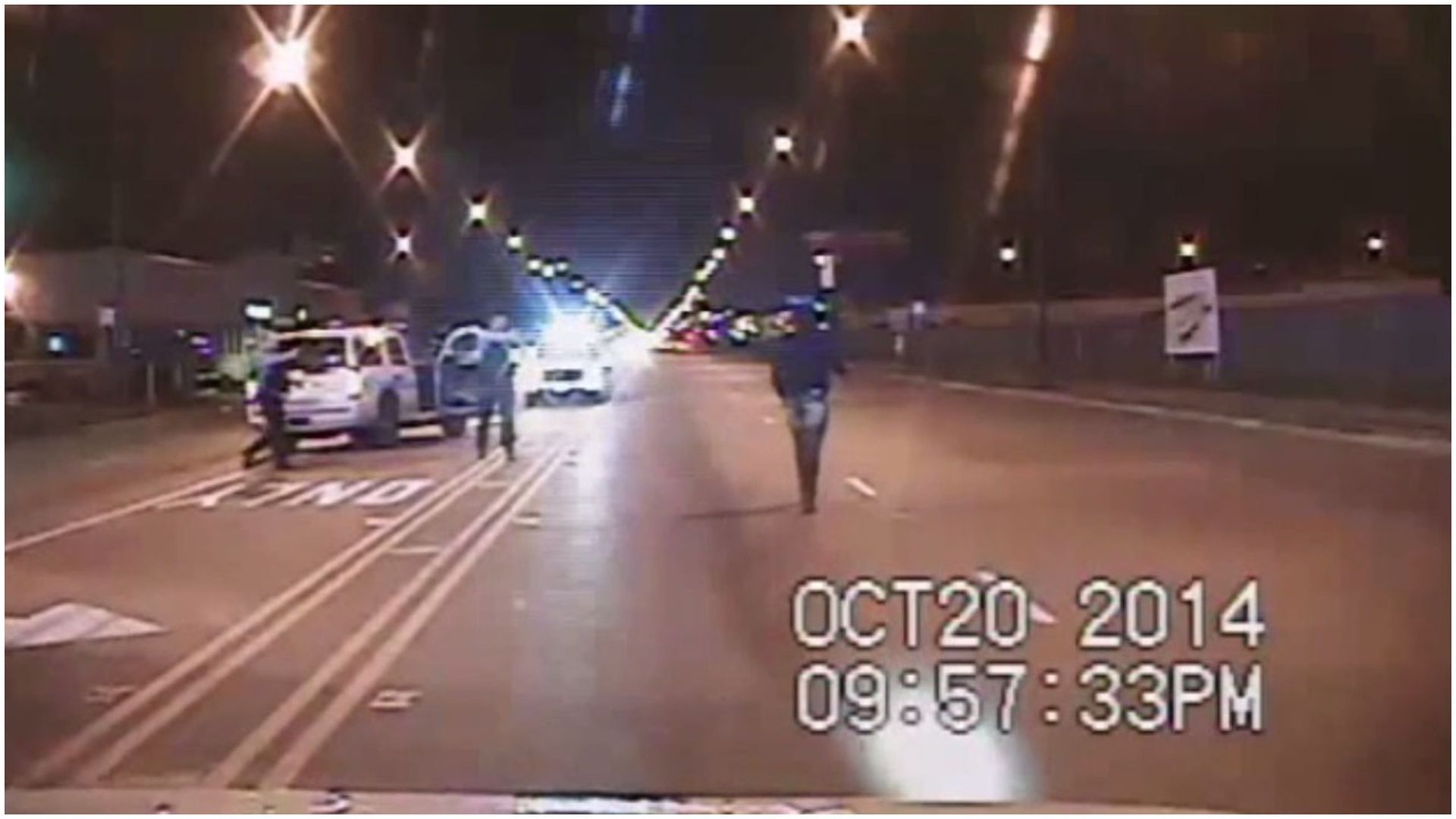 Still image taken from a police vehicle dash camera released by the Chicago Police Department in 2015 of the shooting of Laquan McDonald