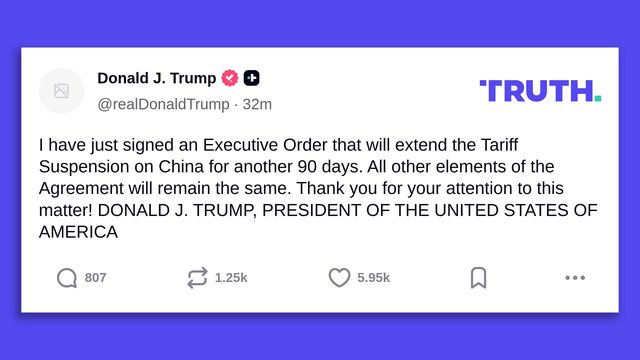 US, China pause tariffs for 90 days, Trump says