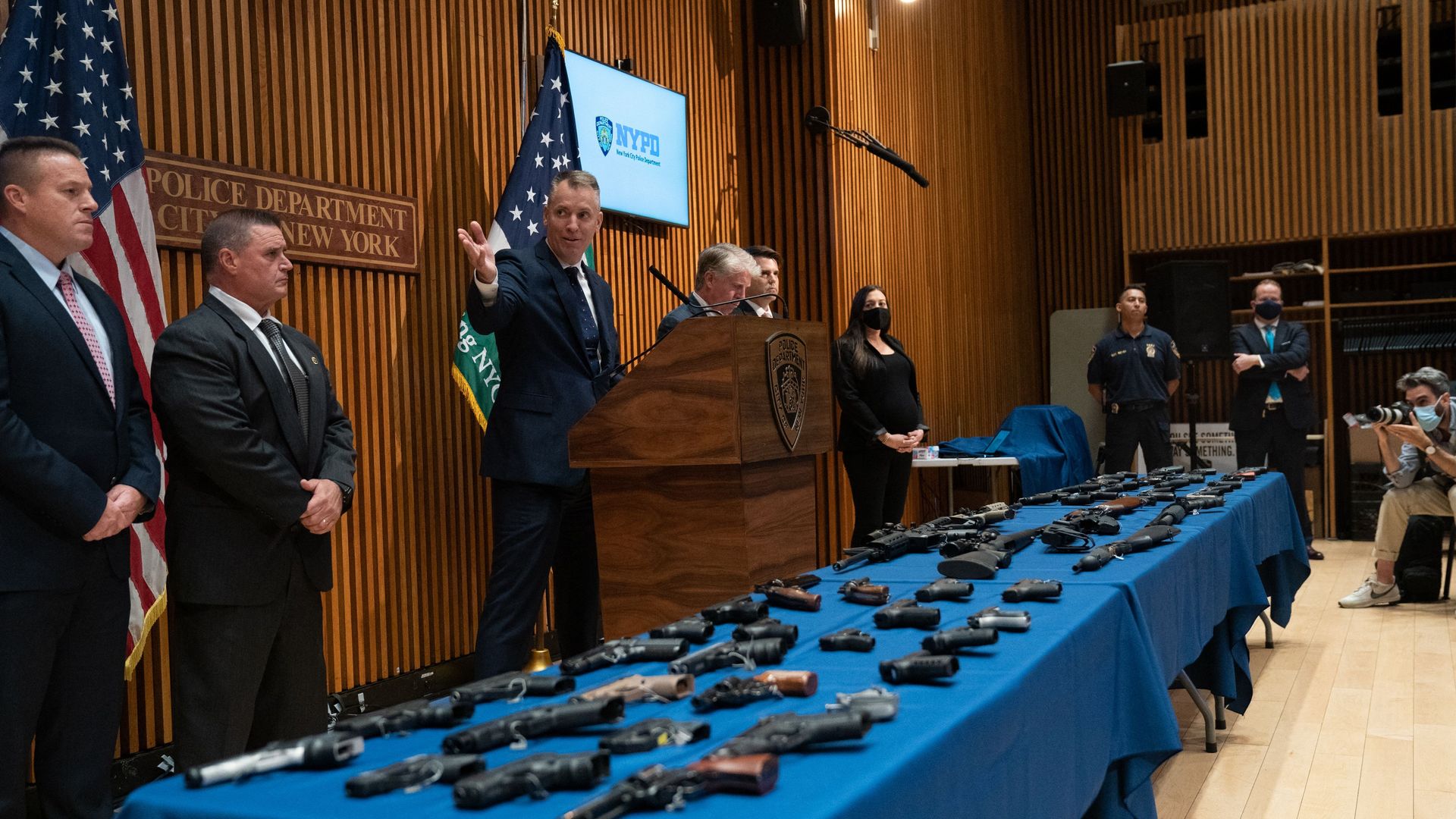 Police Commissioner Shea speaking at a press conference.
