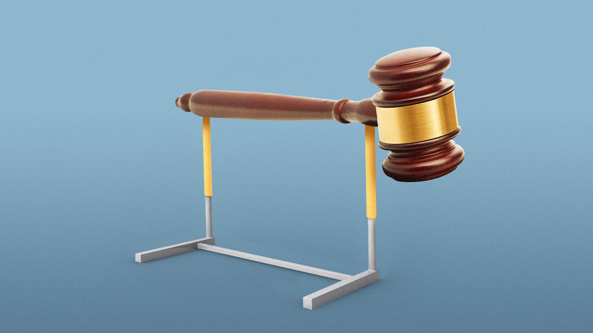 Illustration of a hurdle with a gavel as the hurdle board. 