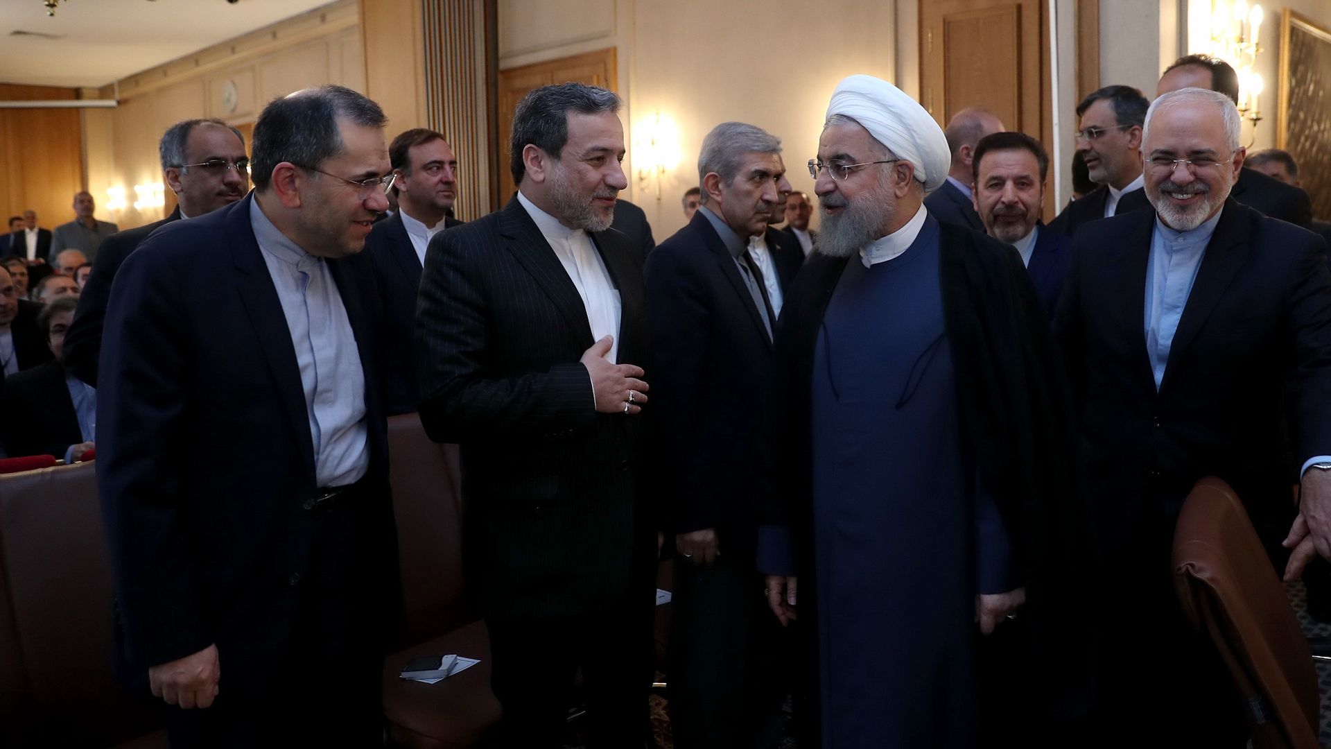  Iranian President Hassan Rouhani and Iranian Foreign Minister Javad Zarif meeting with foreign embassies and diplomatic mission representatives in Tehran.