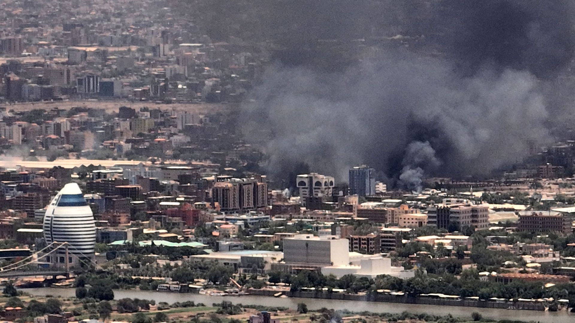 Smoke billows during fighting in the Sudanese capital Khartoum, on May 3, 2023.