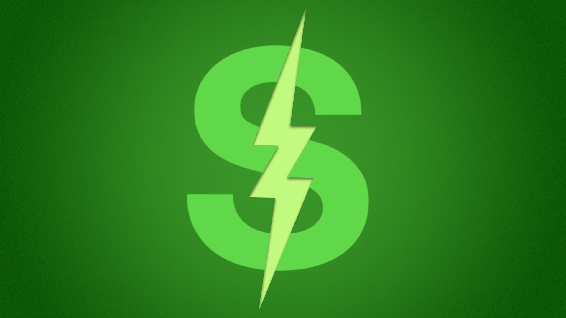 Illustration of a dollar sign with an electric bolt through the center