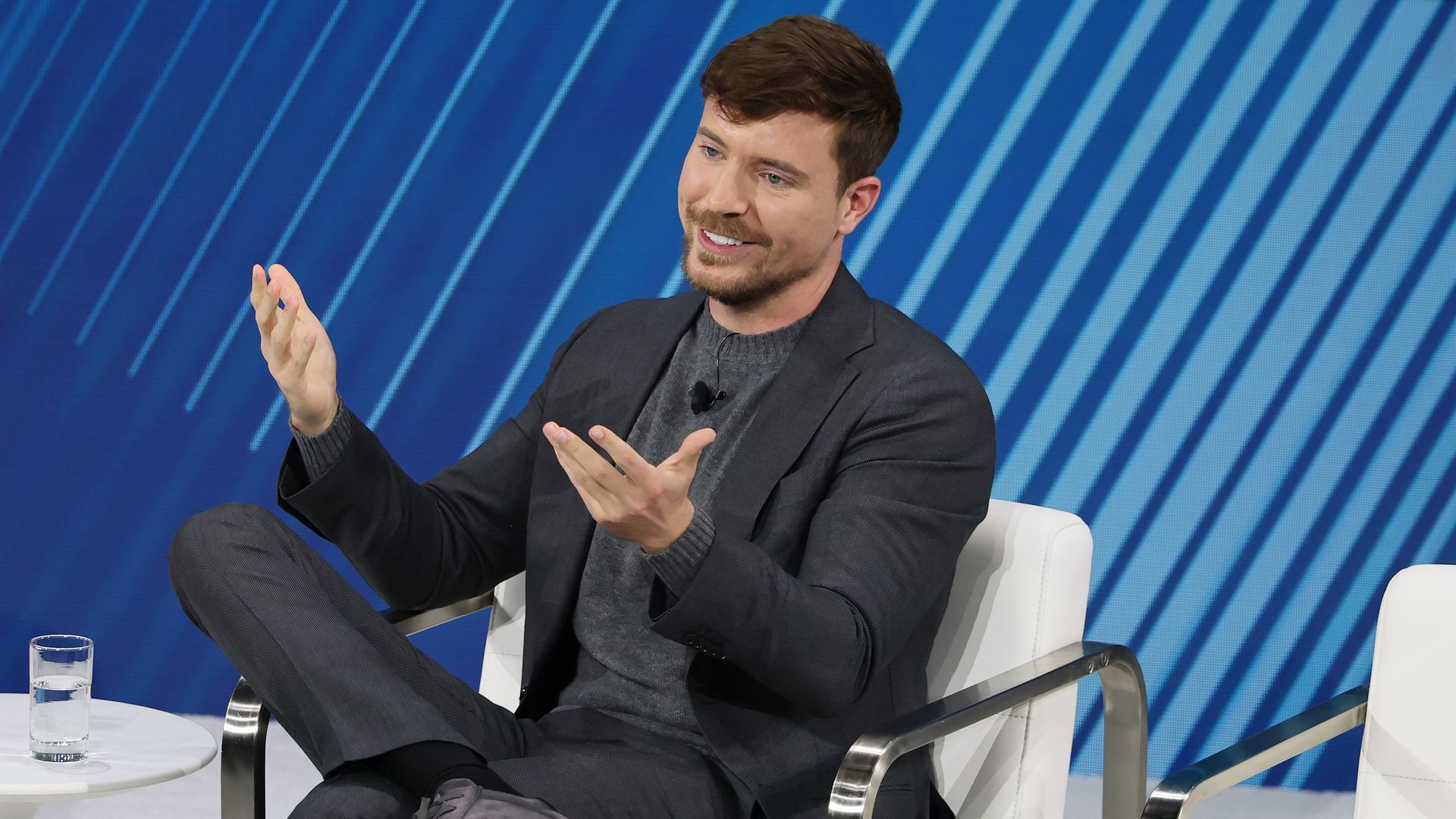 MrBeast speaks onstage during the 2025 New York Times Dealbook Summit at Jazz at Lincoln Center on Dec. 3, 2025 in New York City.