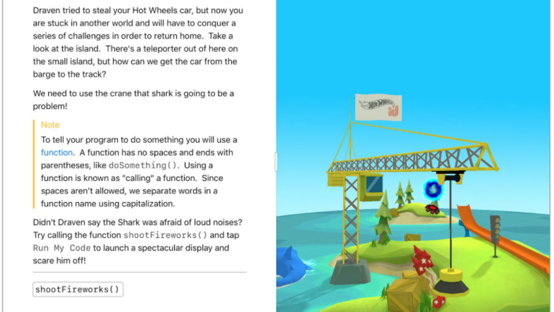 A screen from Hot Wheels id Swift Playgrounds