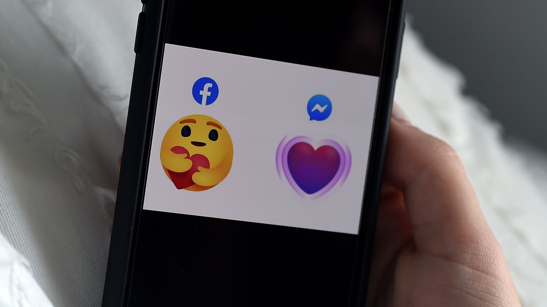 two new care emojis which show support for the fight against Coronavirus, in Facebook and Messenger