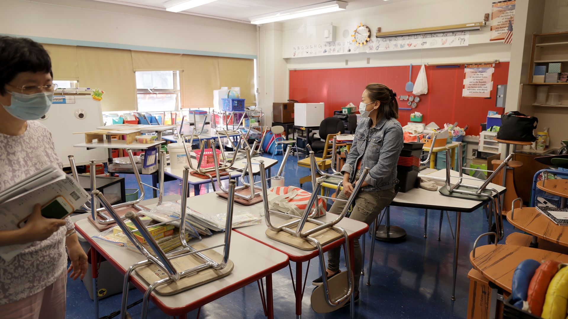 School officials in a school in New York City on Sept. 2.