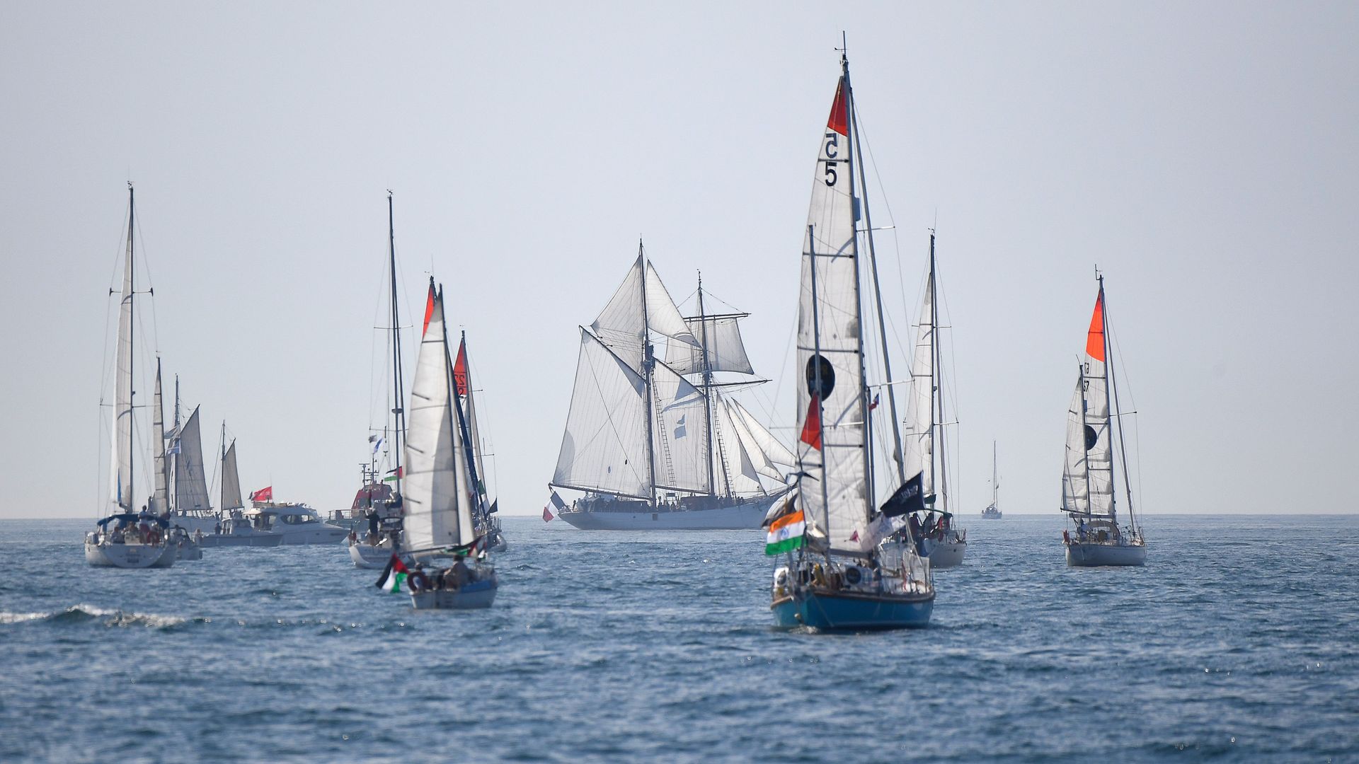 Boats set sail from Les Sables d'Olonne Harbour