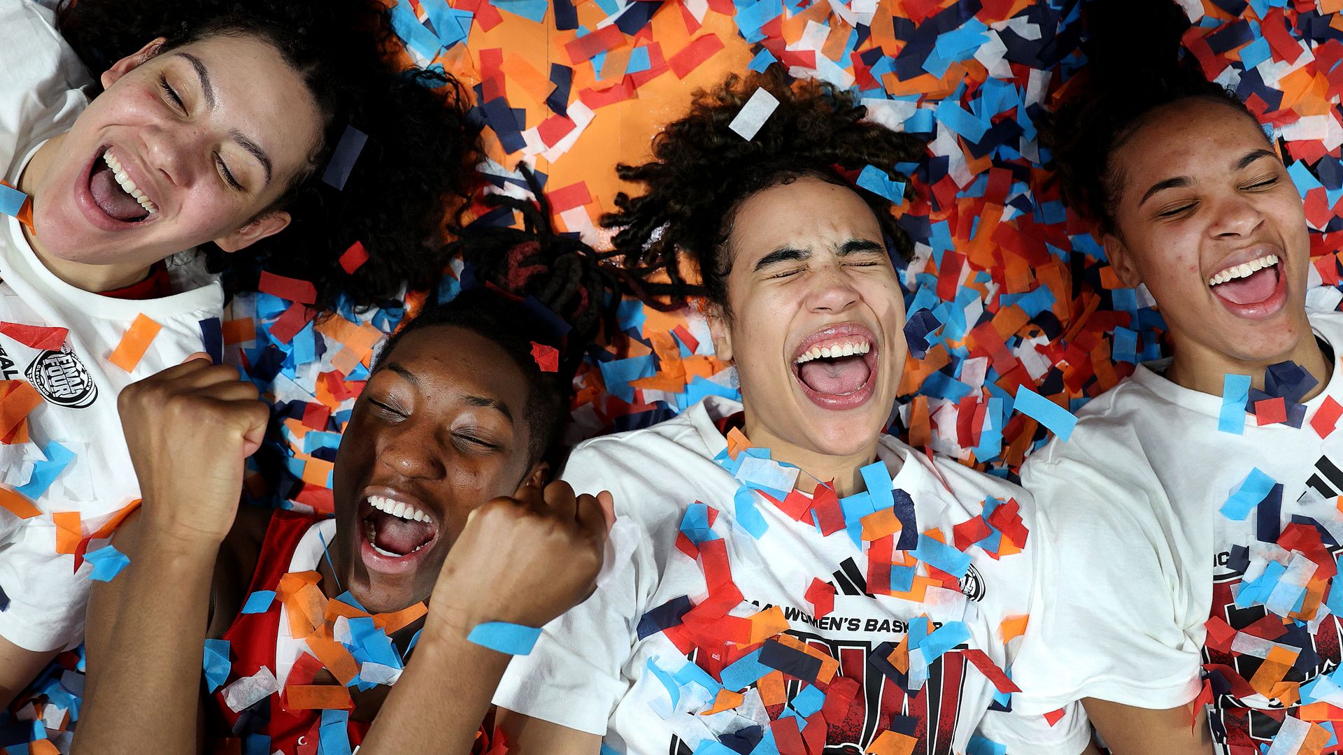 NC State celebrates their Elite 8 win.