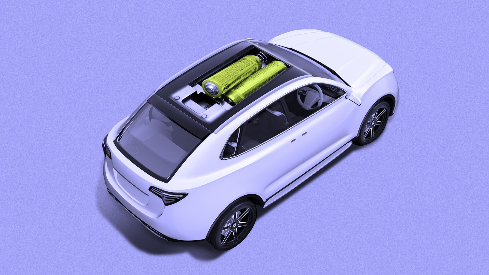 Illustration of car with batteries on top