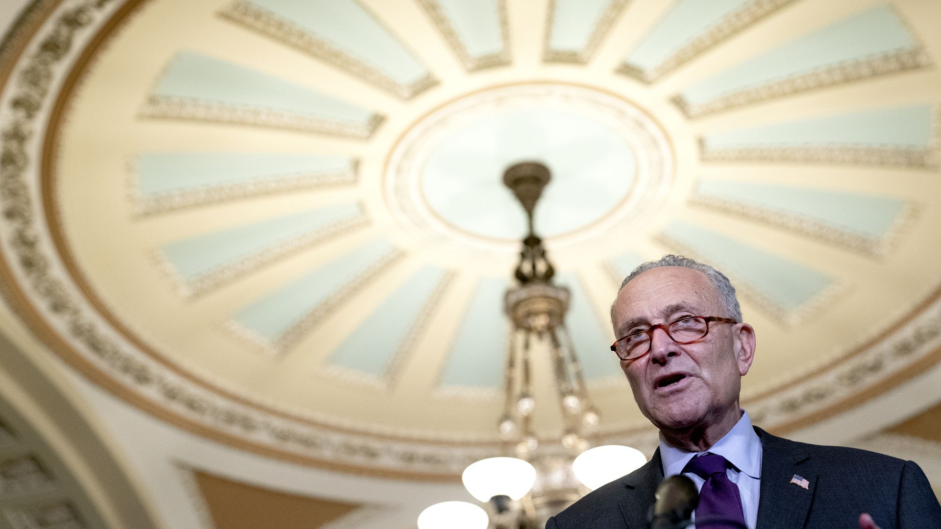 Senate Majority Leader Chuck Schumer is seen speaking at the Capitol on Tuesday.